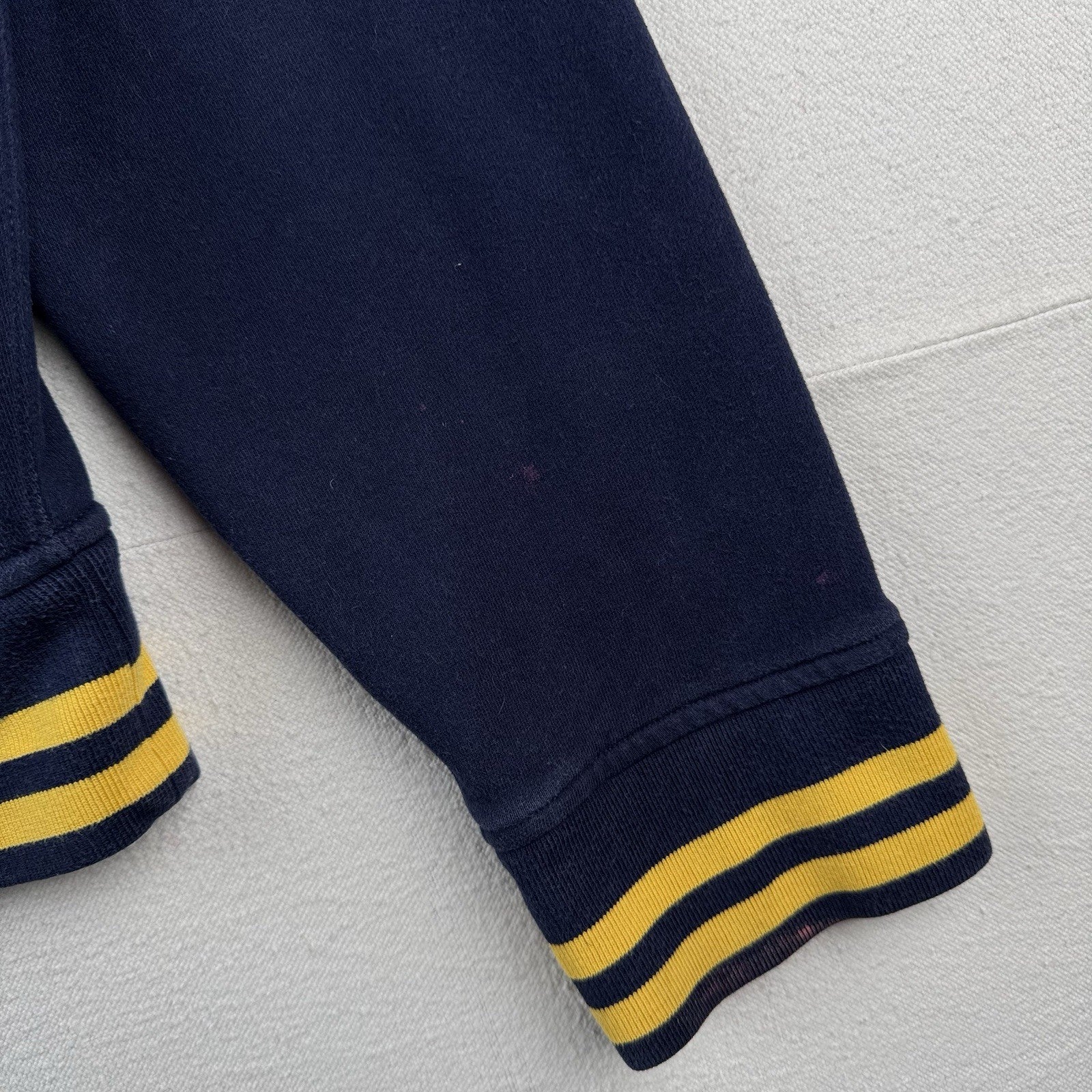 90's Vtg Polo Ralph Lauren Men's XL Fleece Varsity Jacket College Navy Gold Zip