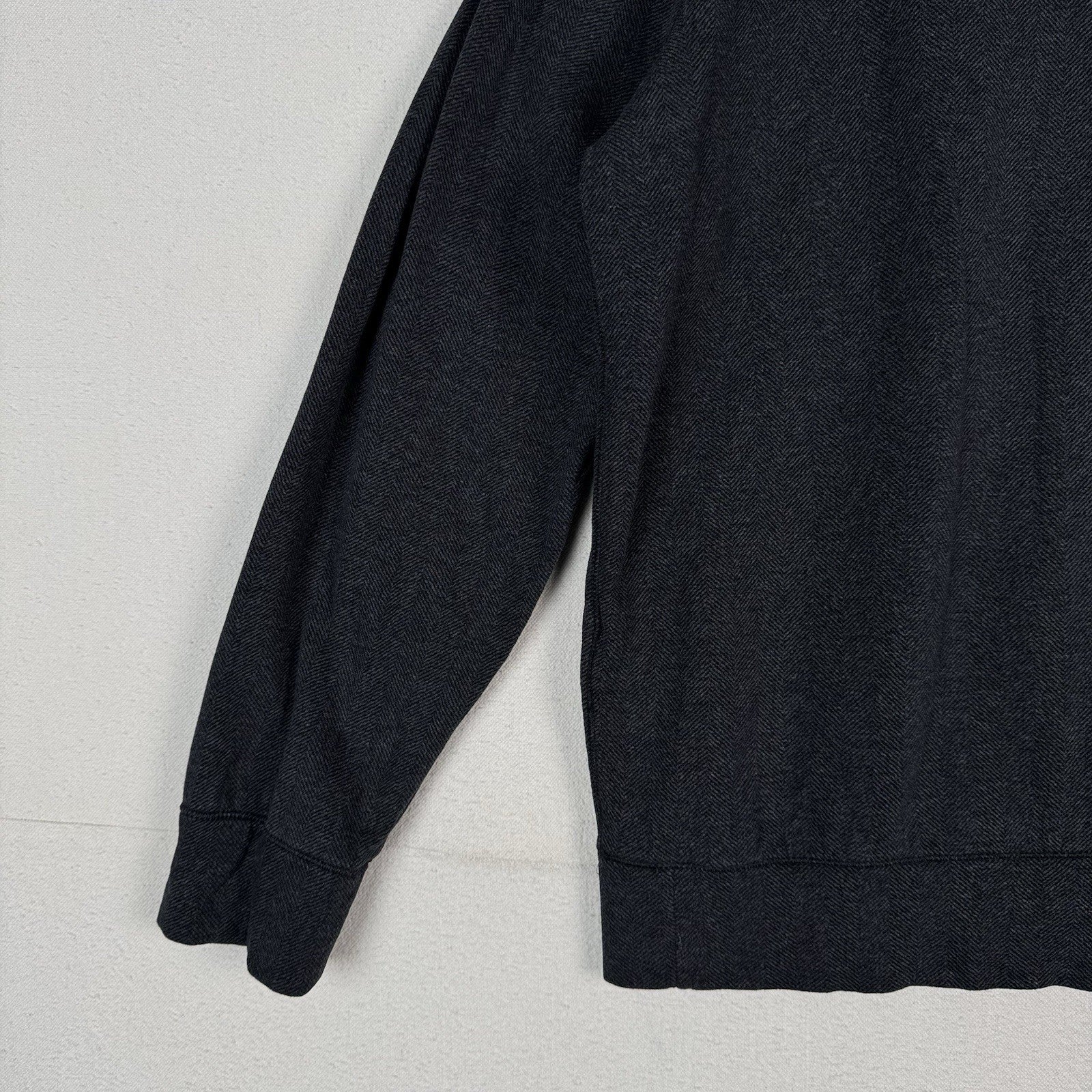Polo Ralph Lauren 1/4 Zip Soft Sweater Mens L Black Herringbone Cotton Blend