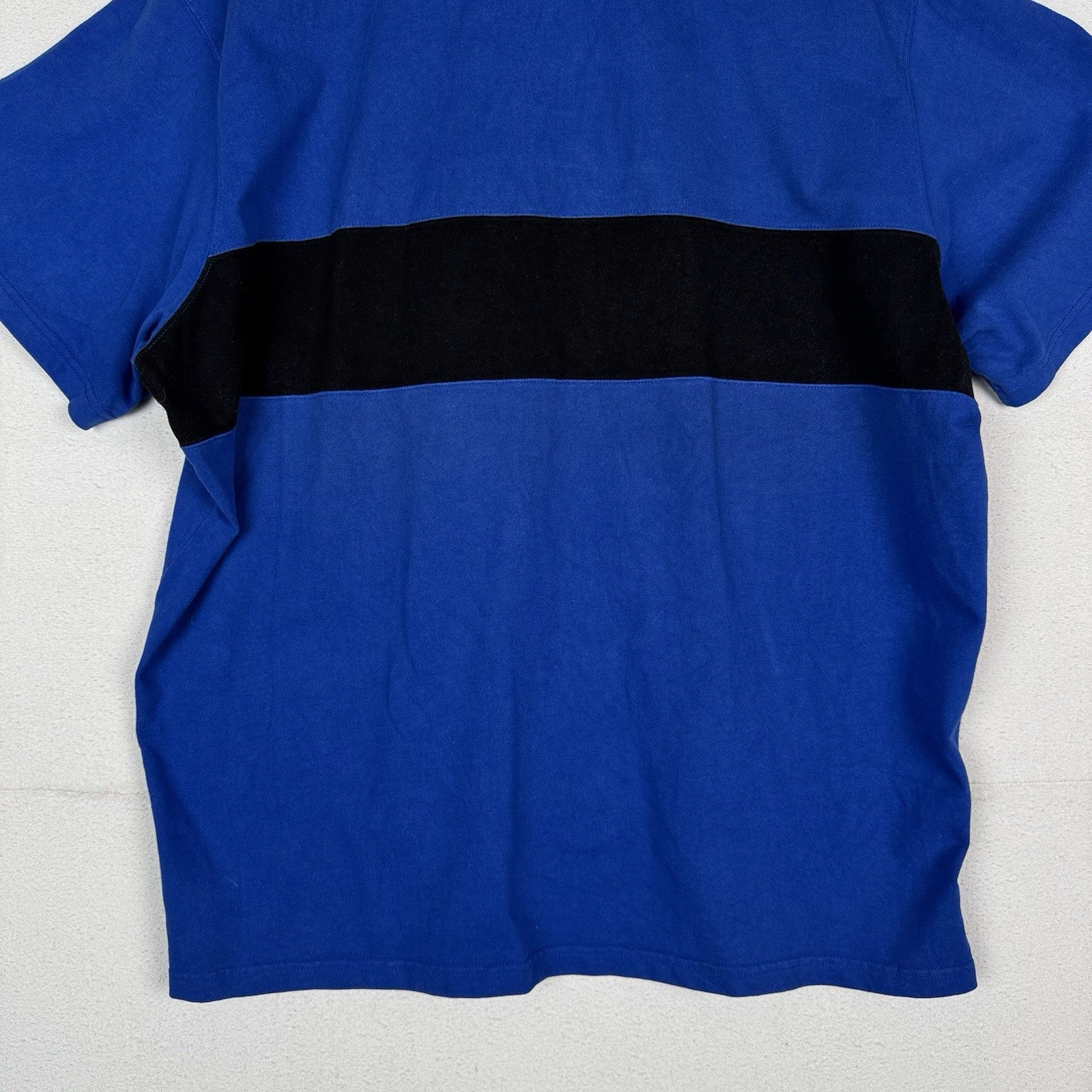 Vintage Polo Ralph Lauren Mens XL Short Sleeve Rugby Thick Soft Blue Stripe