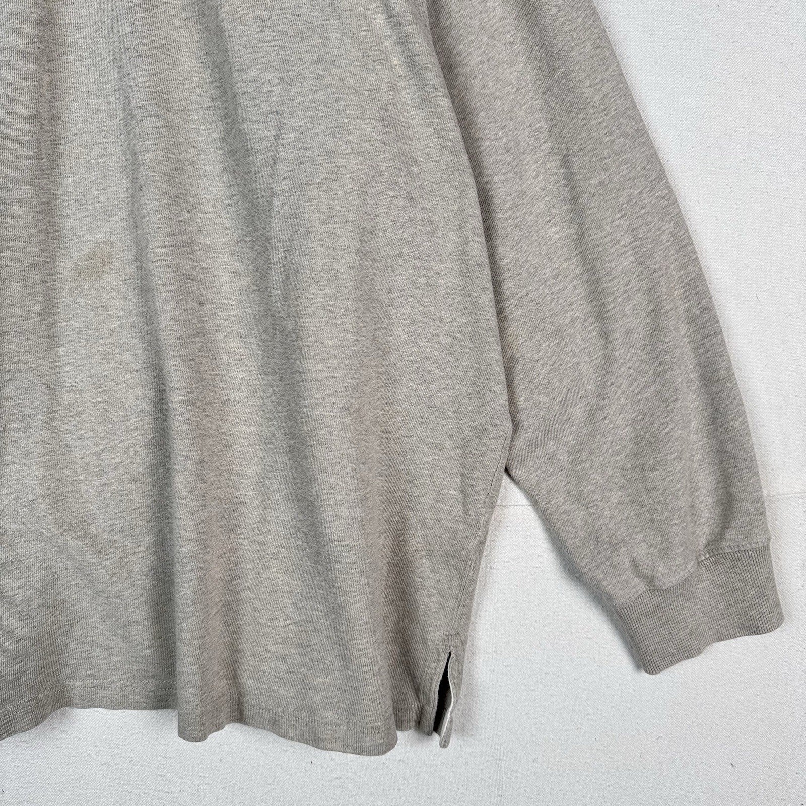 Polo Ralph Lauren Rugby Shirt 4XLB 4XL Big Gray Quilted Shoulder Elbow Patch