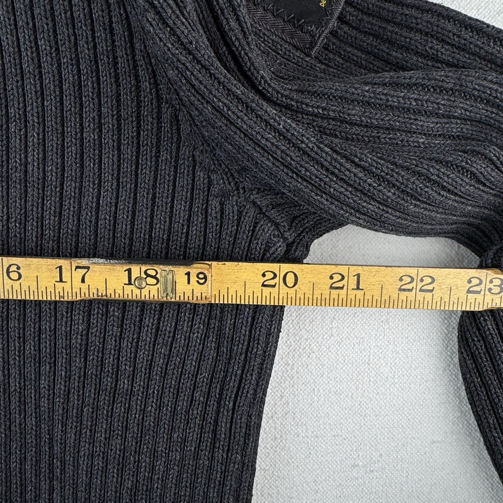 Vtg Polo Jeans Co Ralph Lauren Men’s L Military 1/4 Zip Ribbed Knit Sweater Gray