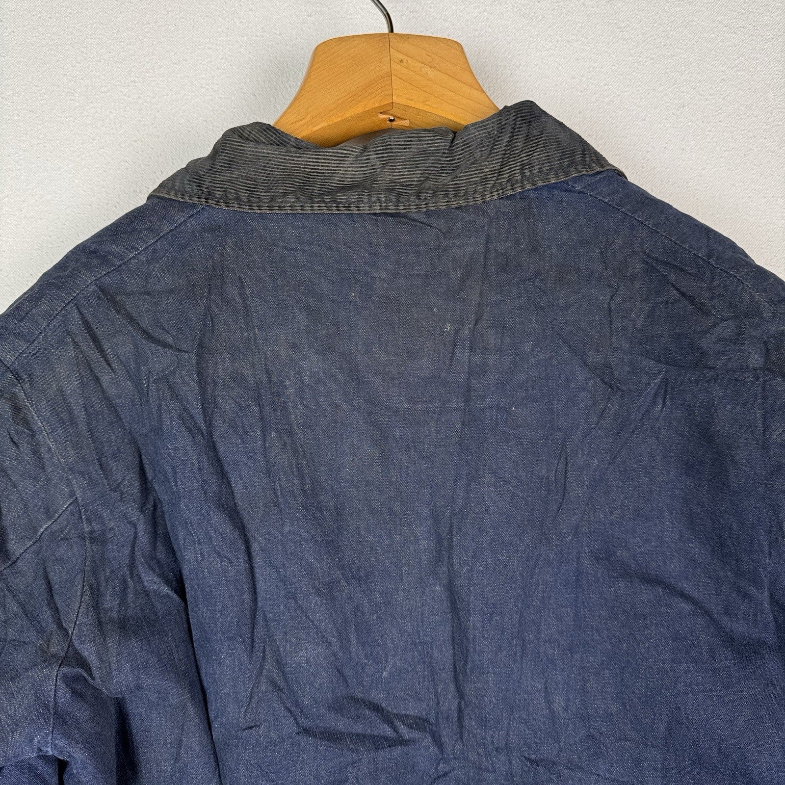 Vtg 1960s Wool Blanket Lined Denim Prison Chore Jacket Yard Coat 48” *Unwashed