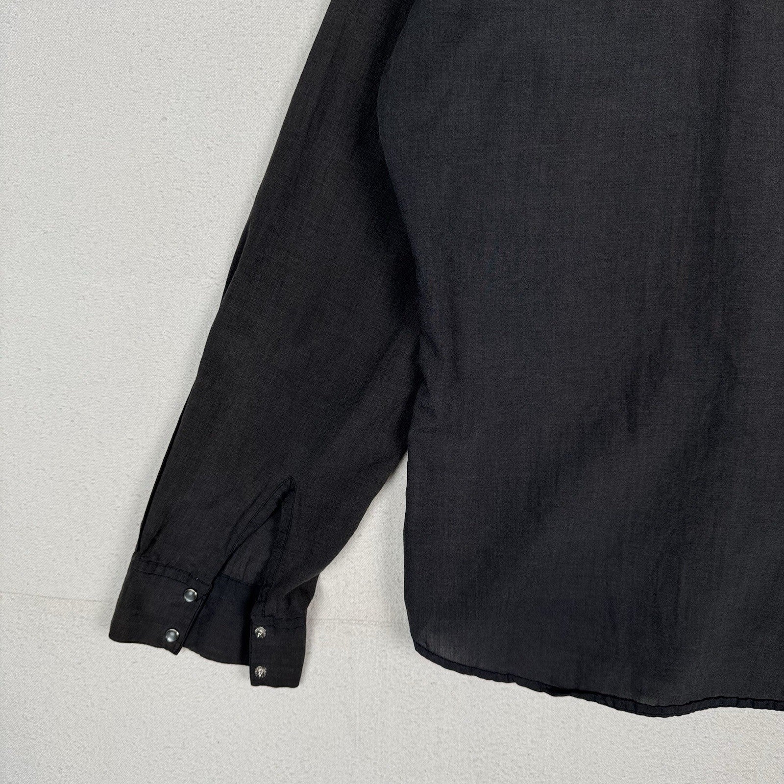 Vintage 70’s  Madman Western Shirt Men’s Large Black White Piping Pearl Snap