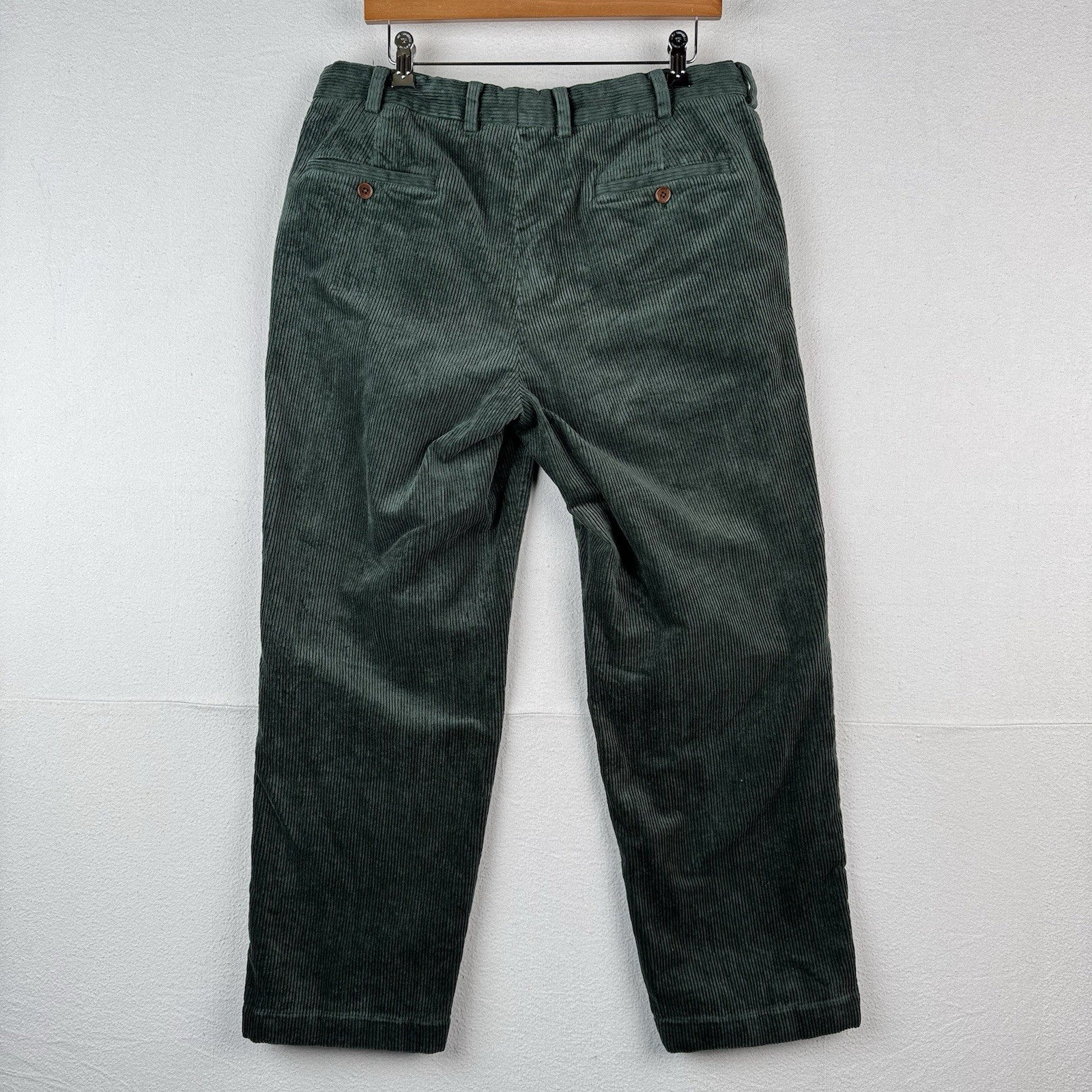 Brooks Brothers Clark Corduroy Green Pants Men’s Fits 36x27 Flat Front Stretch
