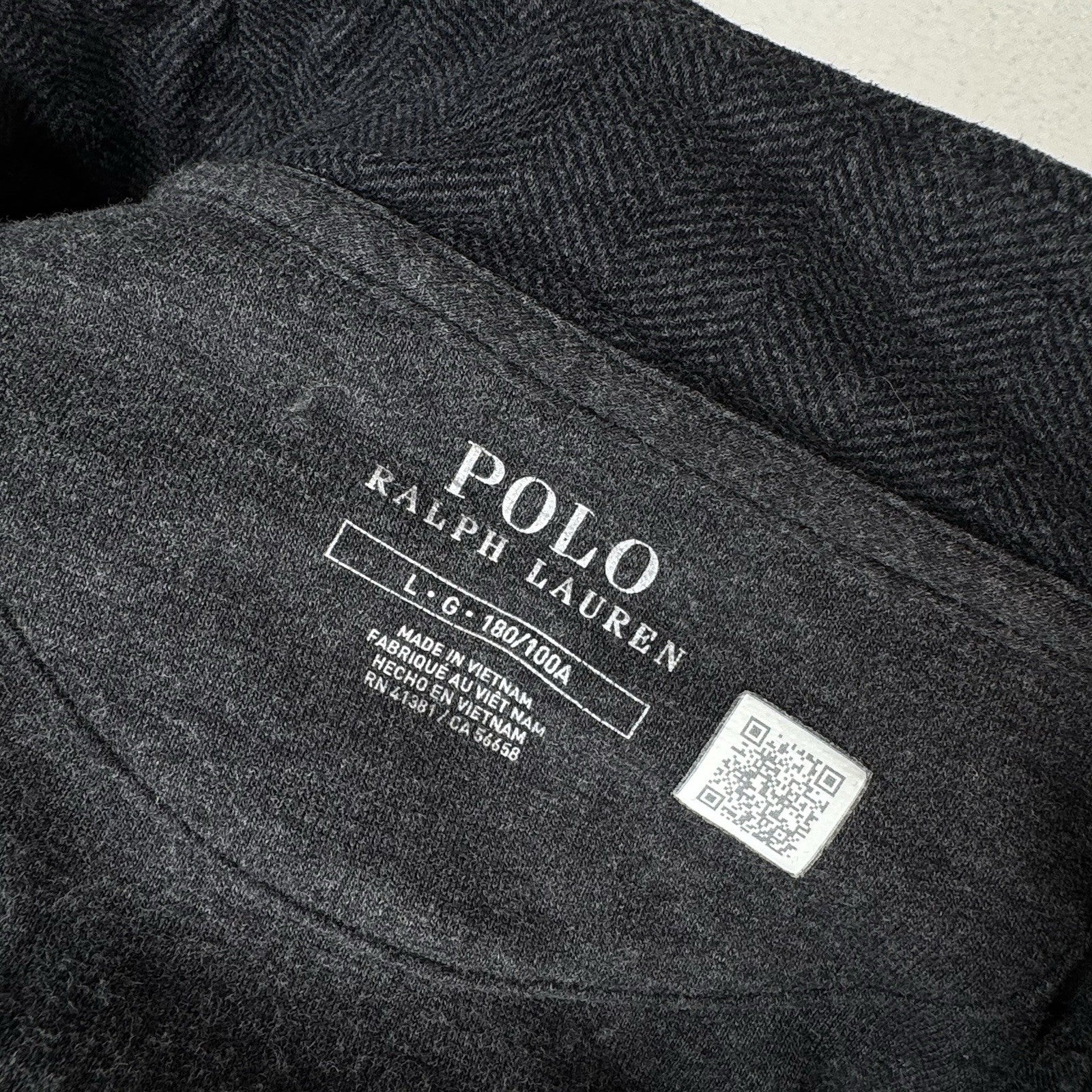 Polo Ralph Lauren 1/4 Zip Soft Sweater Mens L Black Herringbone Cotton Blend
