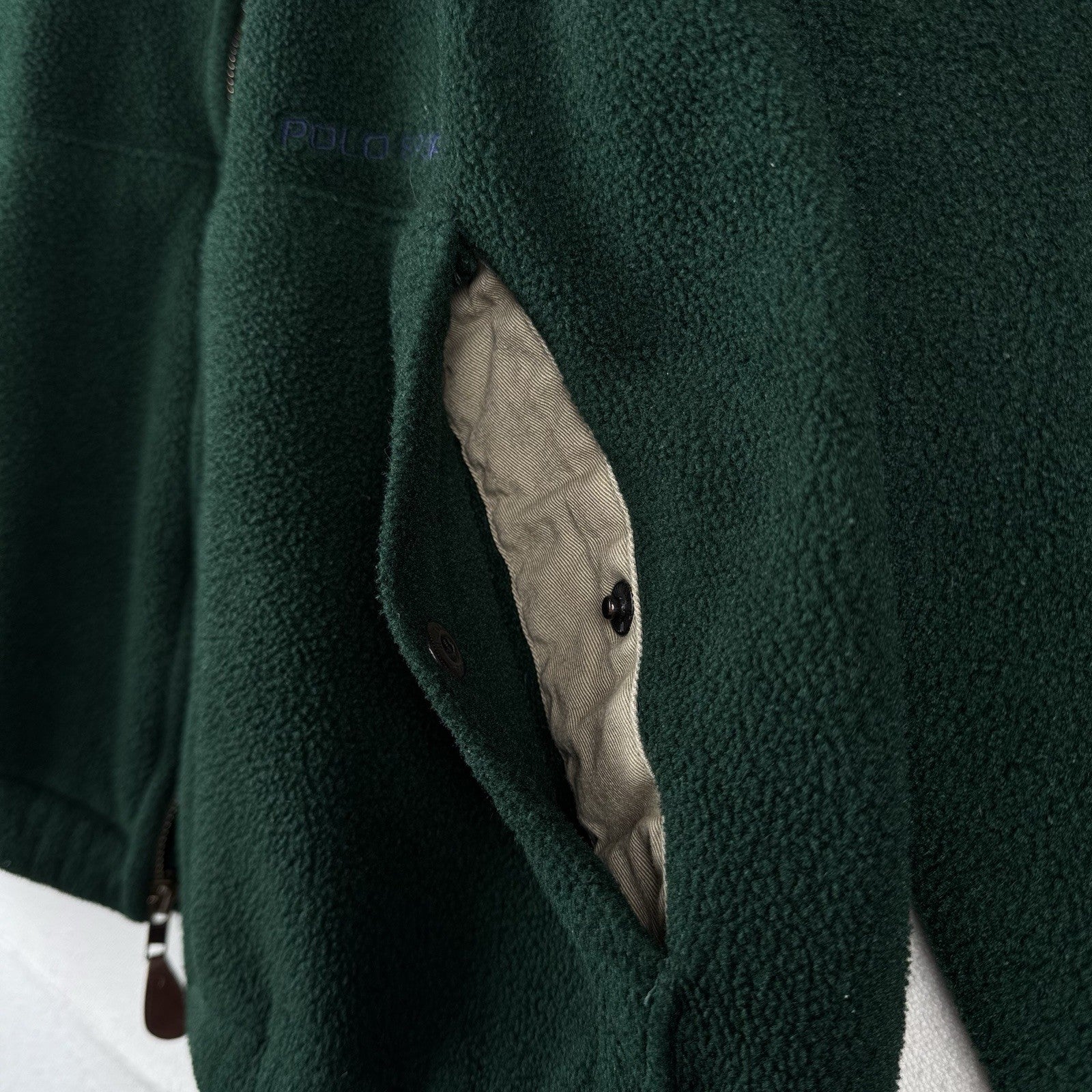 90’s Vintage Ralph Lauren Polo Sport Men’s M Green Fleece Harrington Jacket USA