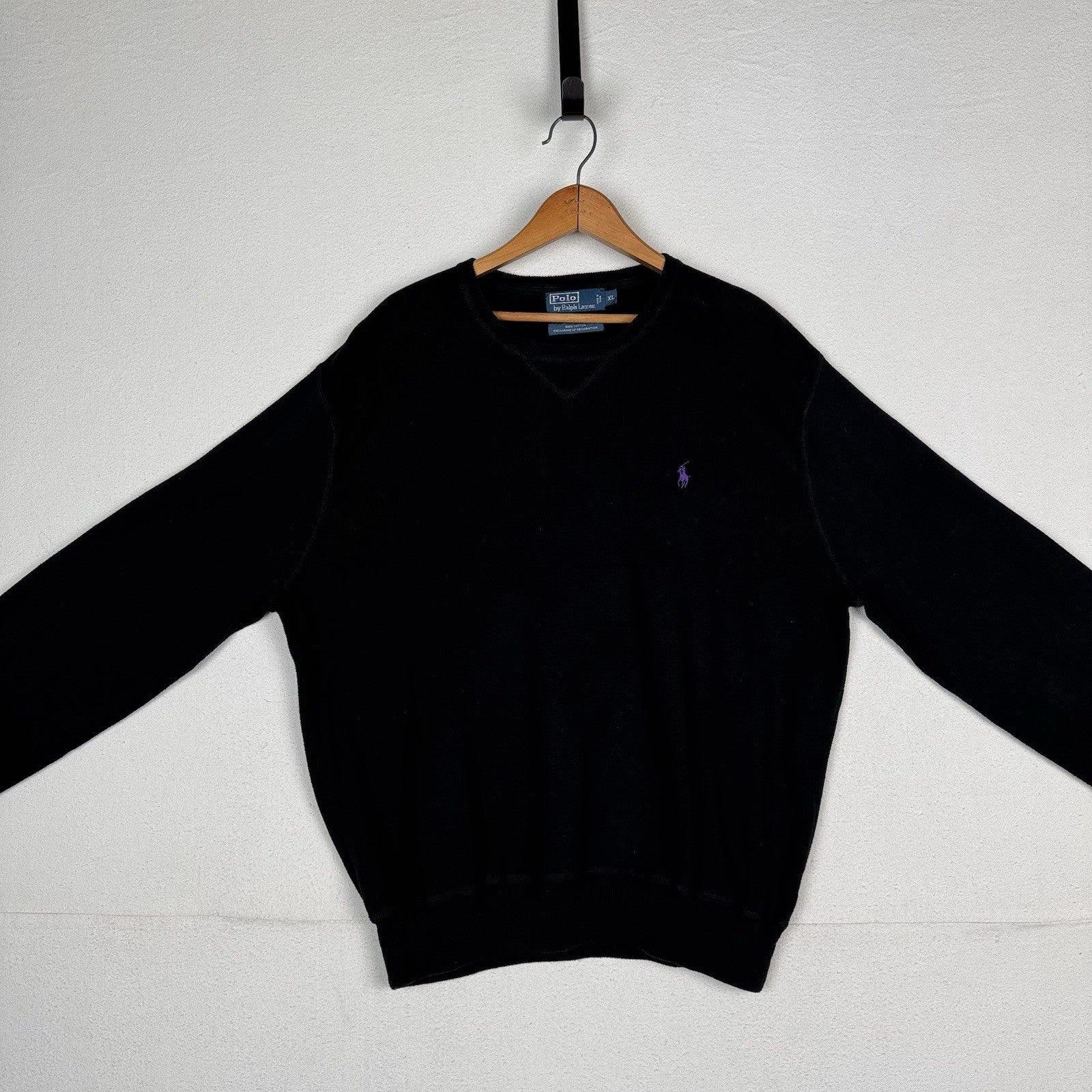 Vintage Polo By Ralph Lauren Men’s Crewneck Sweater Pullover XL XLarge Black