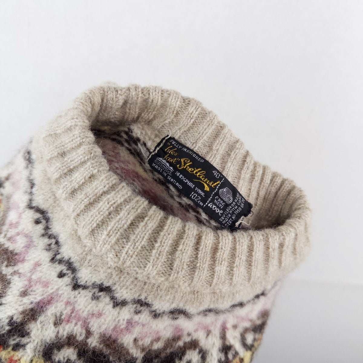 70’s Vtg Isles Knit Shetland Wool Sweater Women’s L Fair Isle Made In Scotland