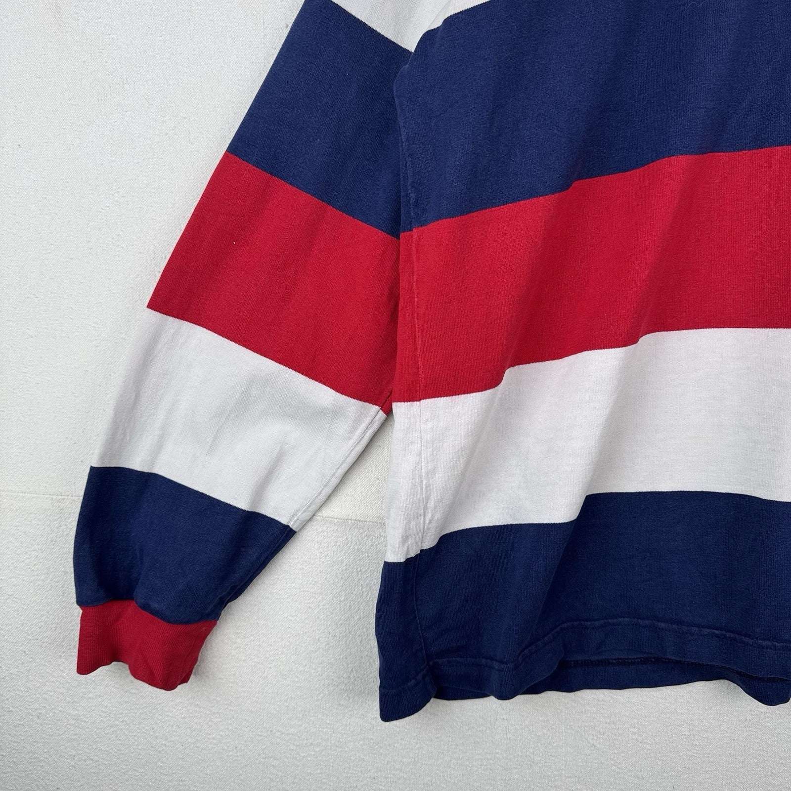 90’s Vtg Lands End USA Rugby Football Union Stripe Shirt Mens XL Made USA *Read