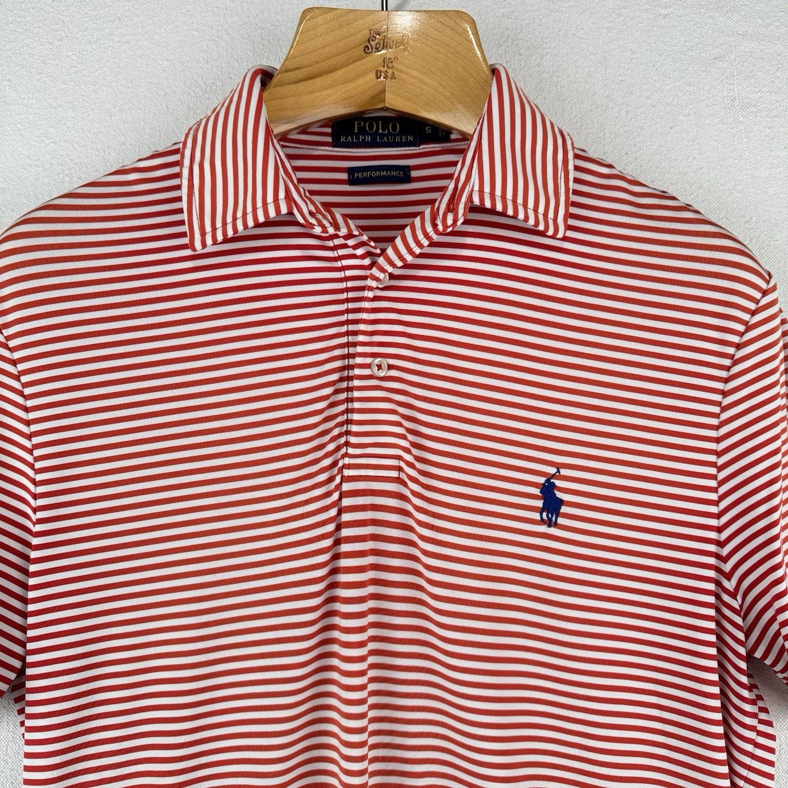 Polo Ralph Lauren Mens Small Performance Polo Shirt Red White Stripes Candy Cane