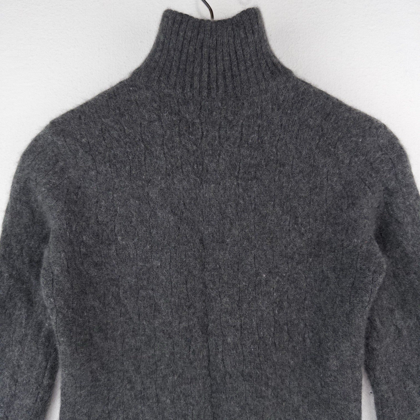 Ralph Lauren Black Label Gray 100% Cashmere Knit 1/4 Zip Sweater *Felted Fits XS