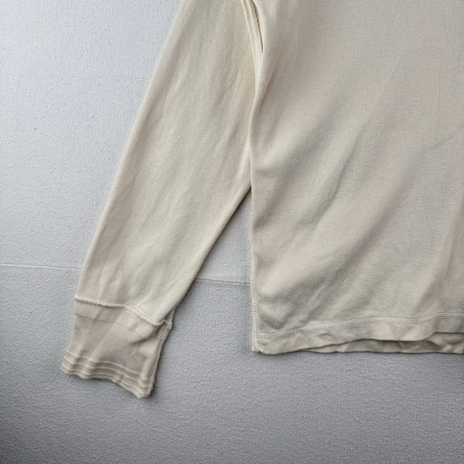 Vintage Polo Ralph Lauren Henley Shirt Mens 2XL Long Sleeve Cotton Beige