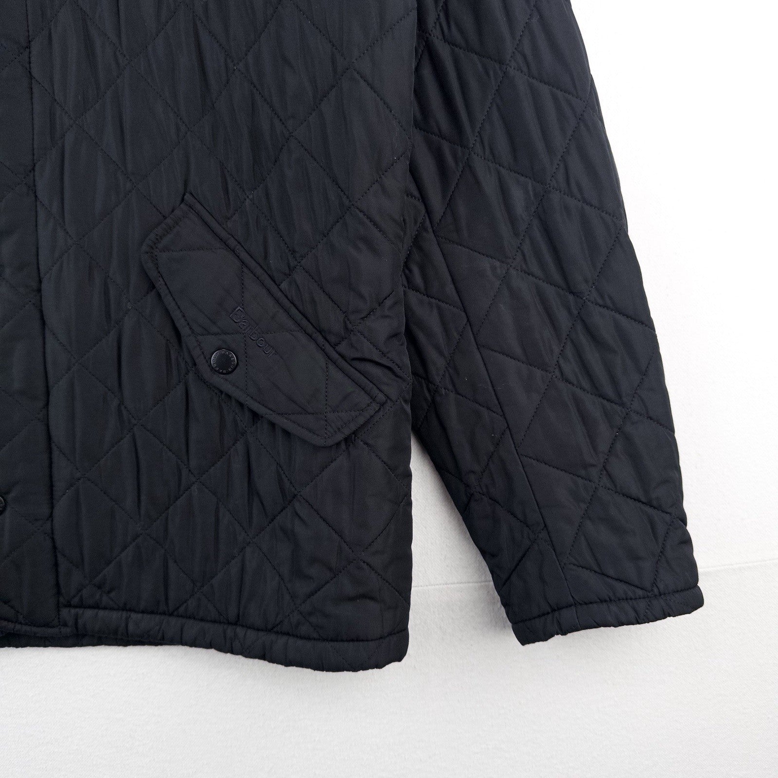 Barbour Men's L Chelsea SportsQuilt Black Quilted Jacket Chore Car Coat *Read