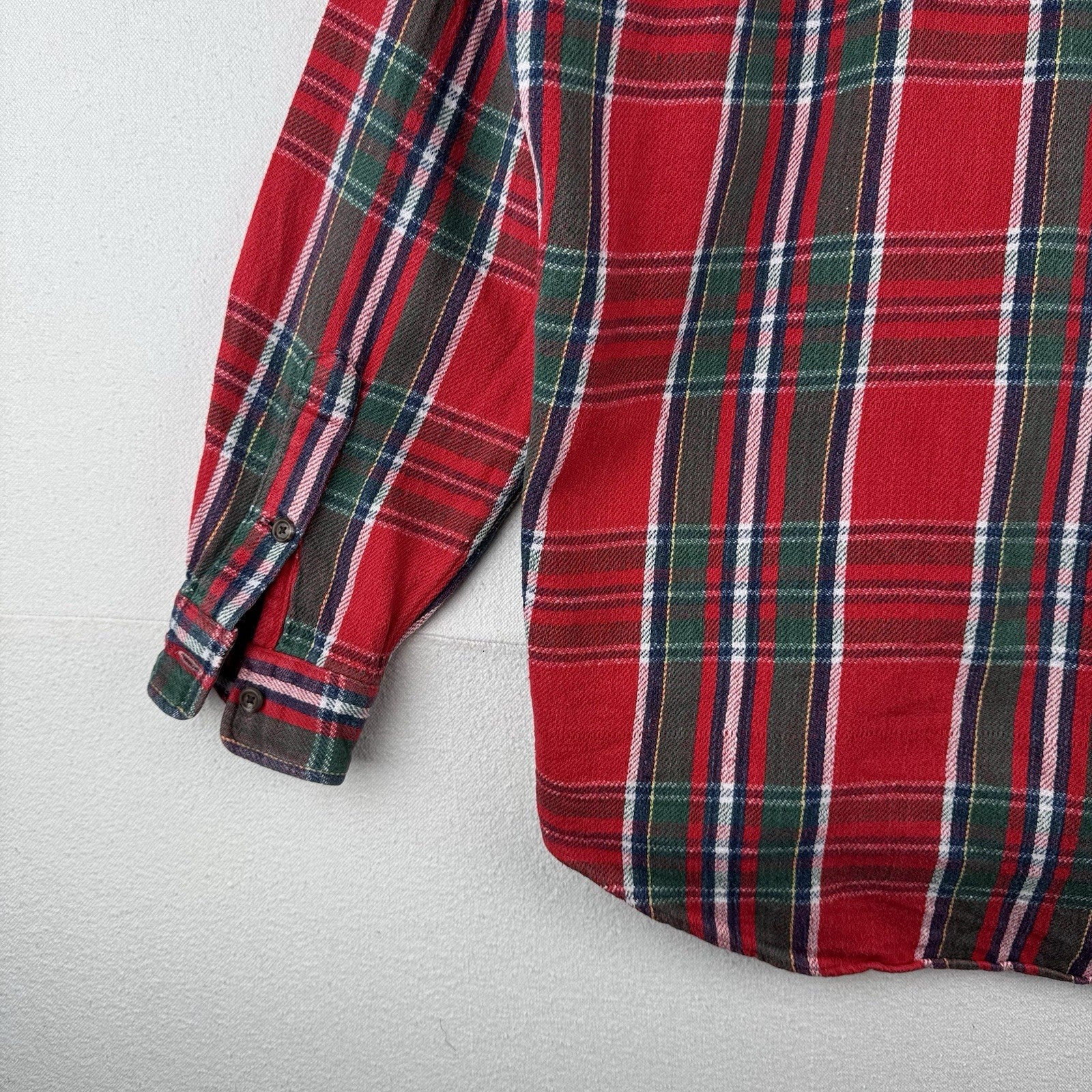 Vtg Polo Ralph Lauren Lowell Sport Red Green Button Up Heavy Flannel Shirt Large