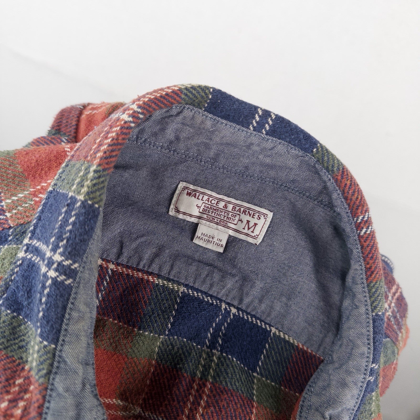 Wallace & Barnes Shirt Mens Large Blue Orange Heavyweight Flannel J Crew Plaid