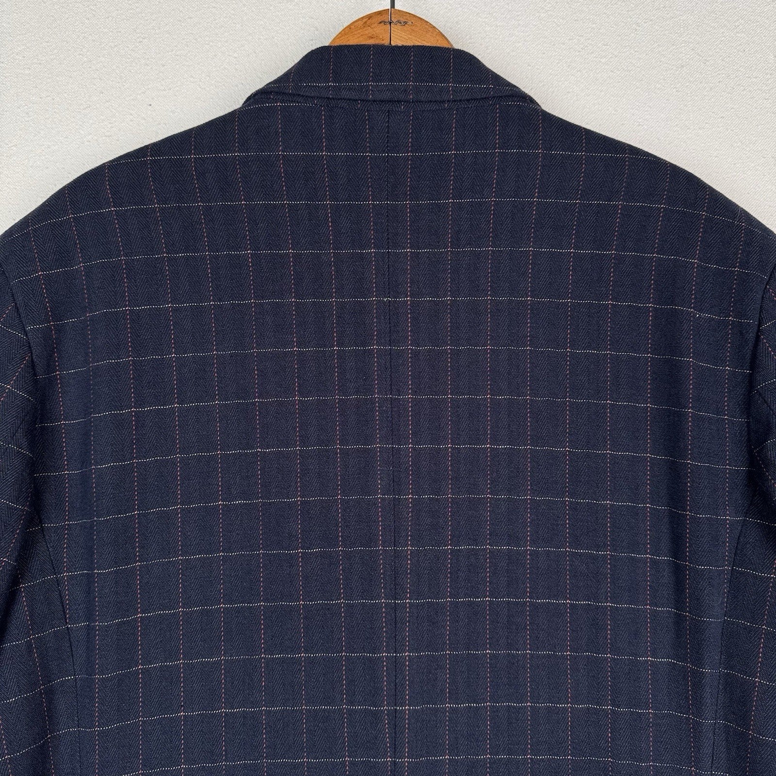 Jachs New York Blazer Mens Large Navy Windowpane Stretch Sport Coat 2-Button