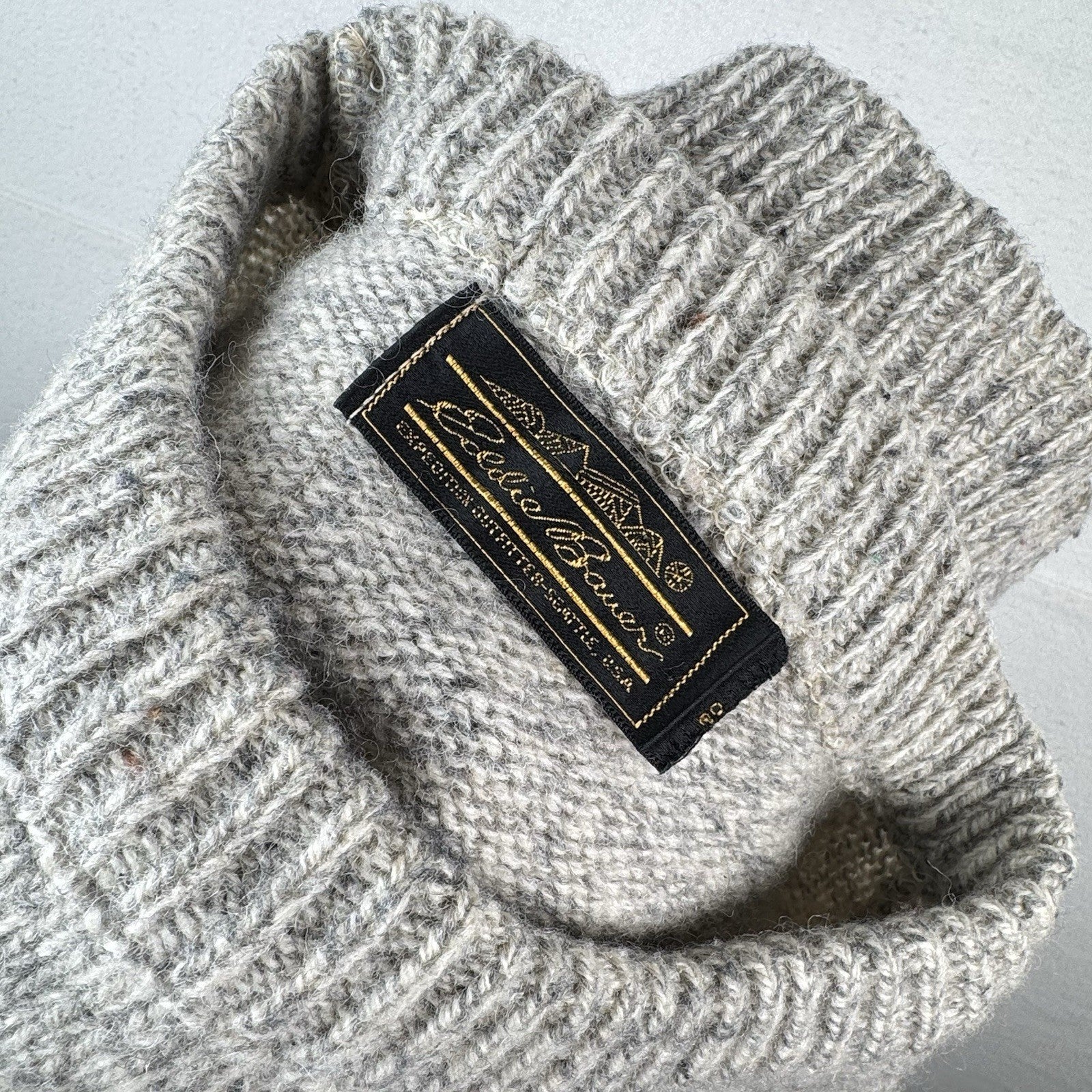 90’s Vintage Eddie Bauer 100% Wool Men's XL Crewneck Sweater Beige/Gray