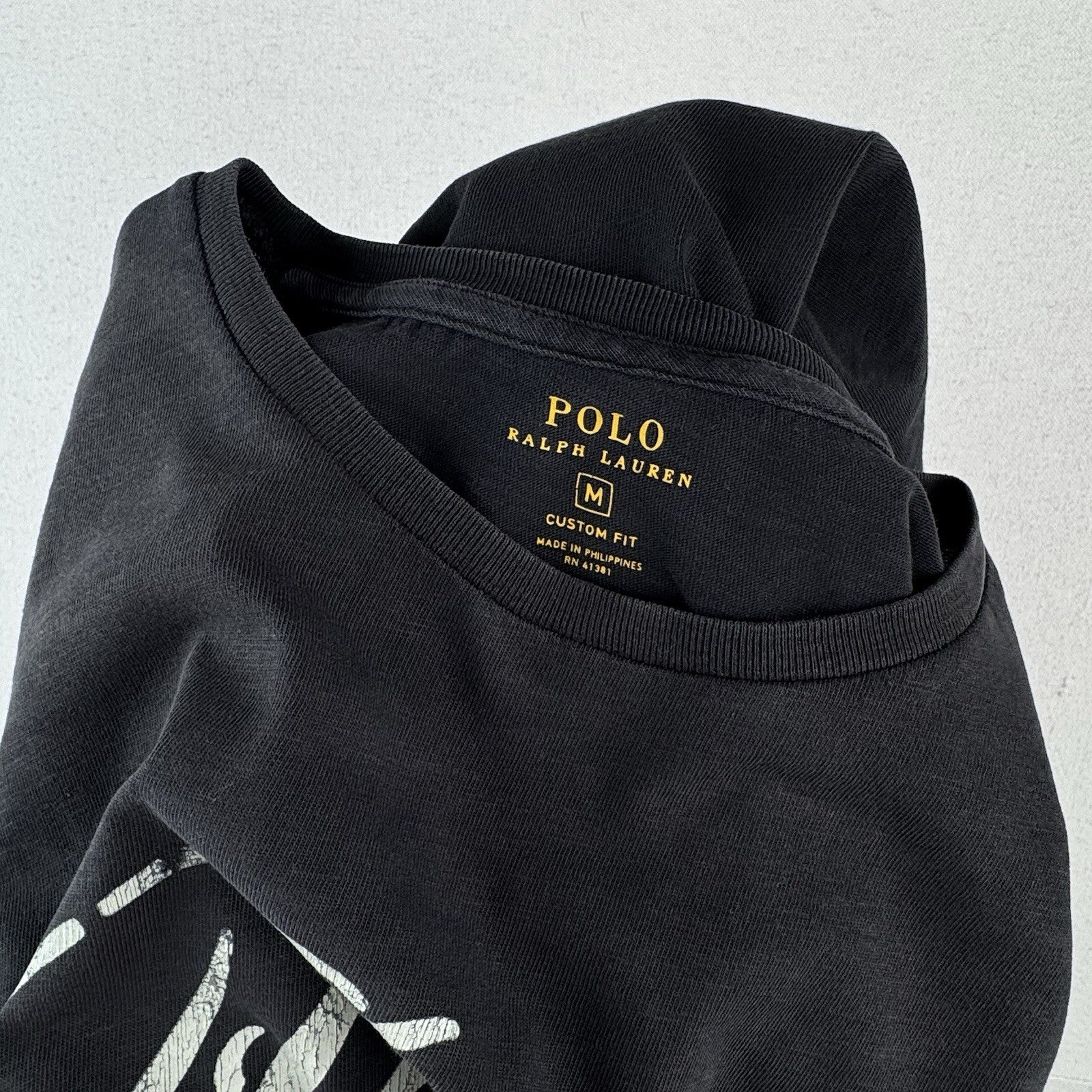 Polo Ralph Lauren Mens M Quality Goods T-Shirt Black RL 5th Avenue Custom Fit