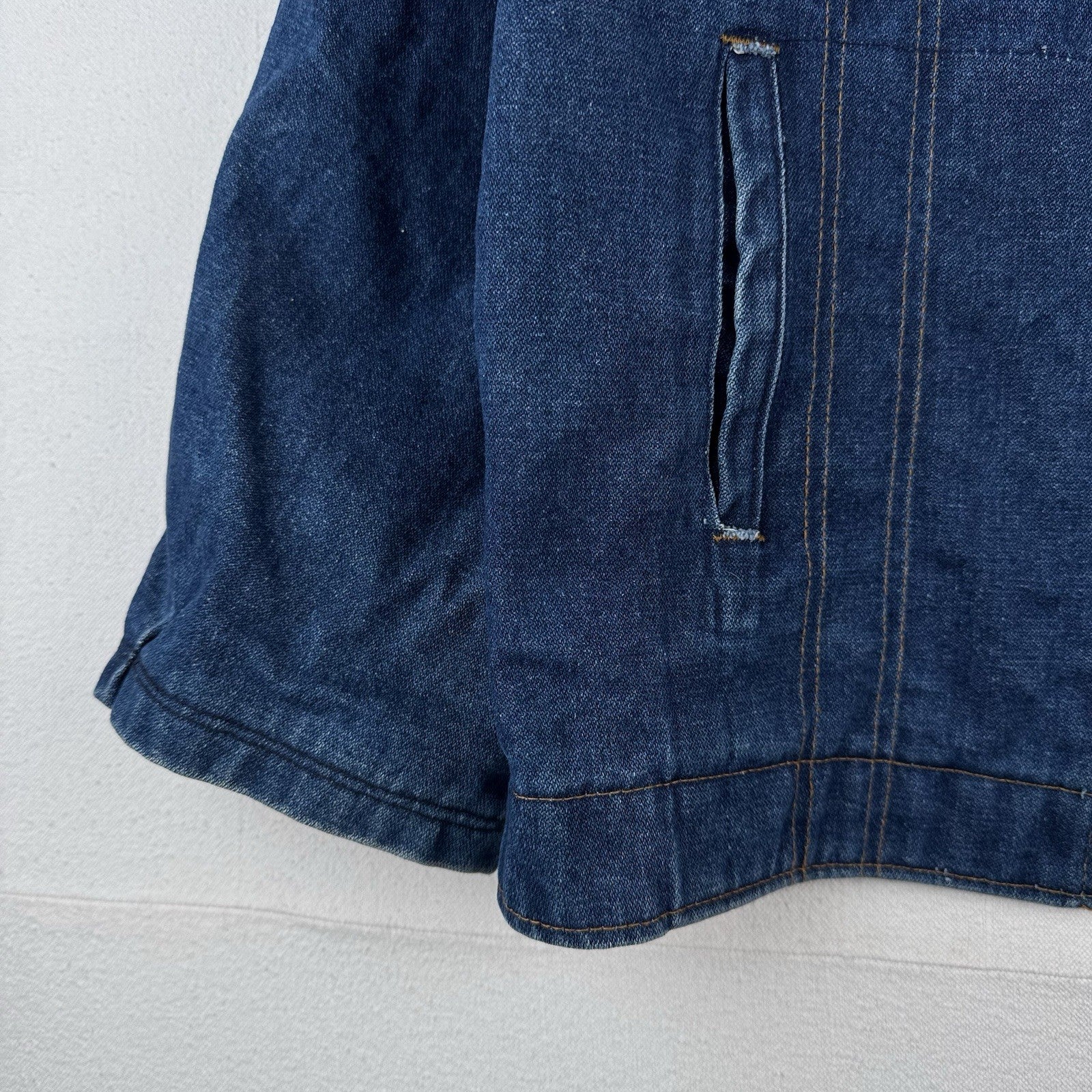 70’s Vtg Key Imperial Denim Jacket Men’s 44 Long Brown Corduroy Collar Made USA