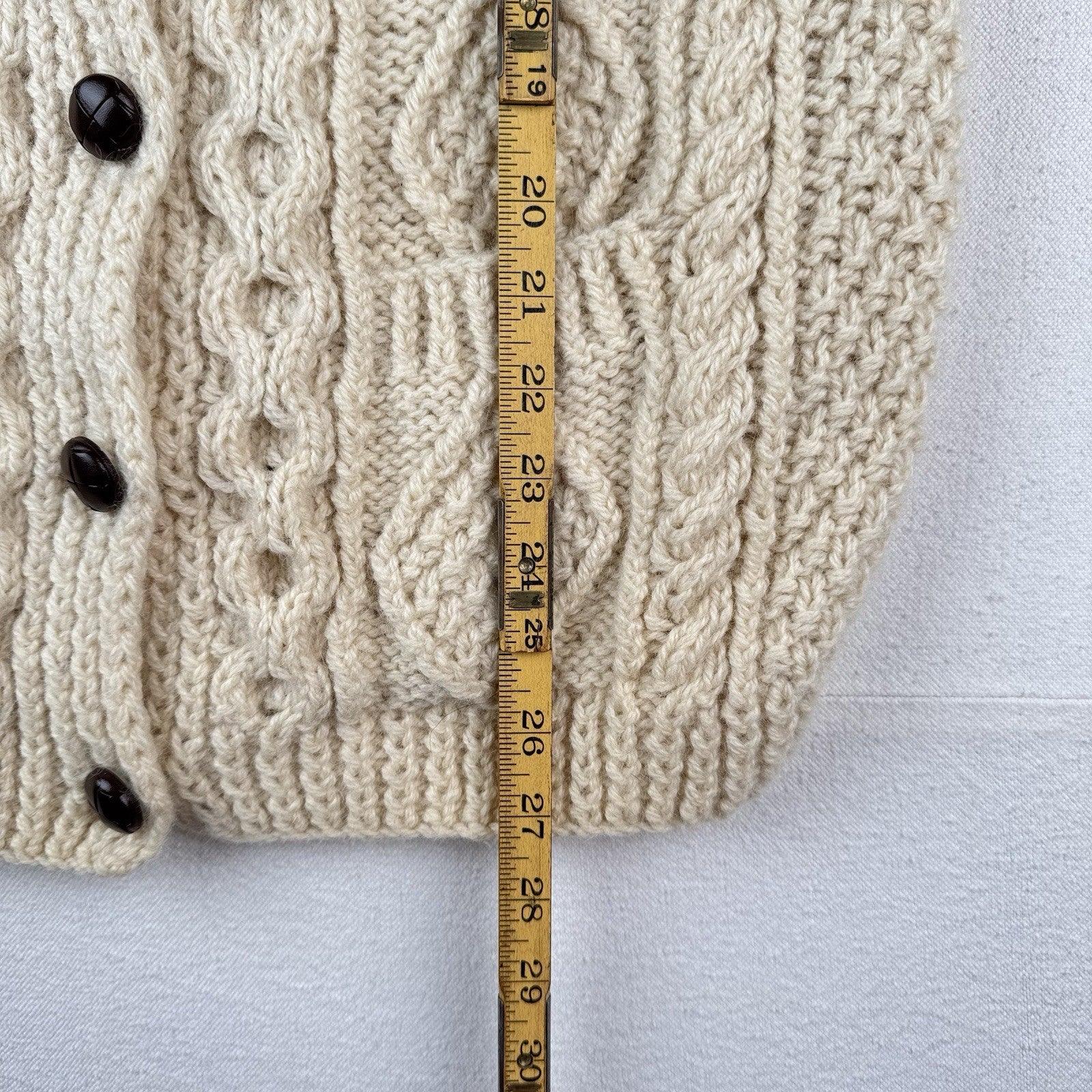 80’s Vtg Blarney Woollen Mills Aran Handknit New Wool Cardigan Sweater Ireland S