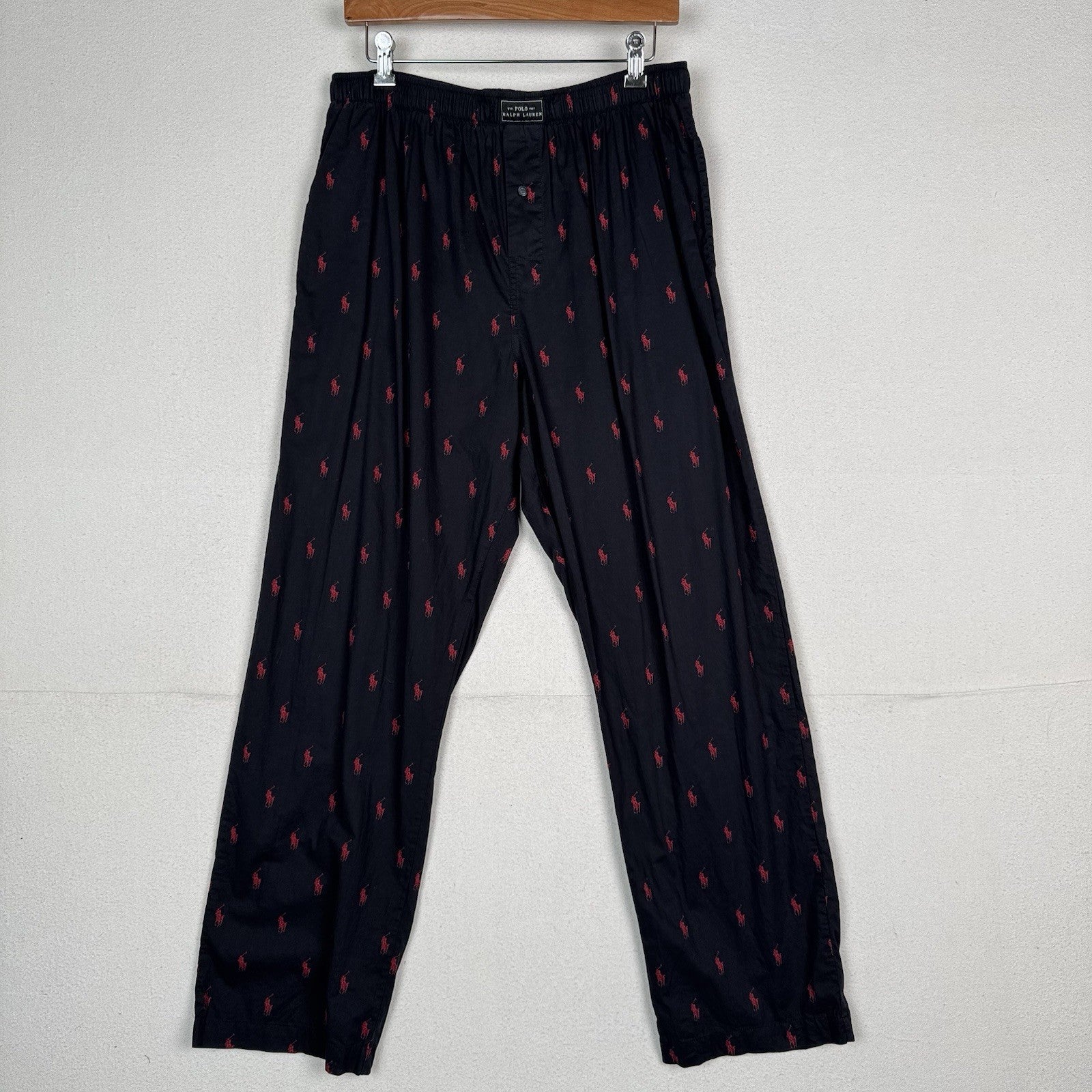 Polo Ralph Lauren Men’s Sleepwear Black Red Pony Pajama Lounge Pants Large L