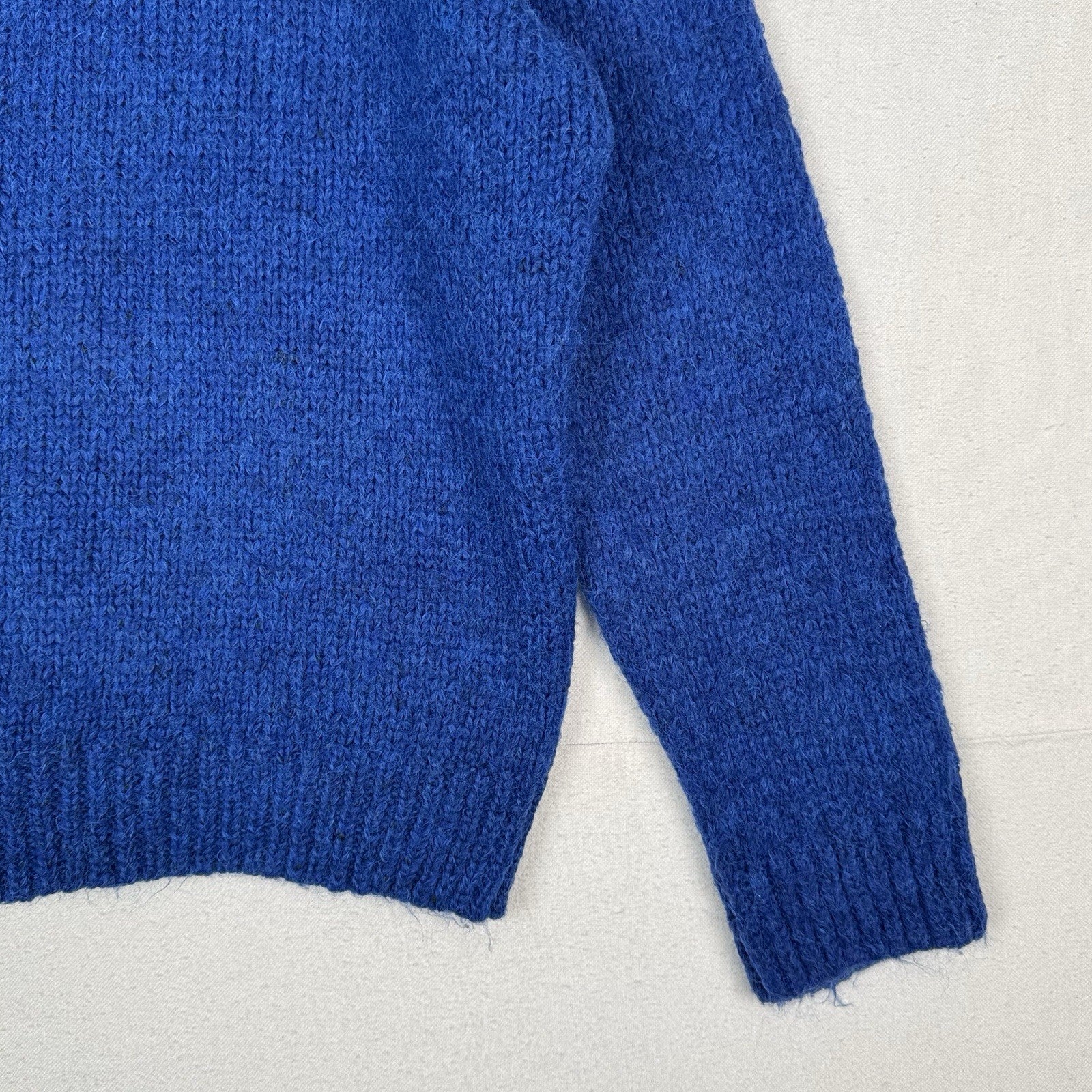 Zara Knit Pullover Sweater Wool Blend Blue Large Cozy Boxy
