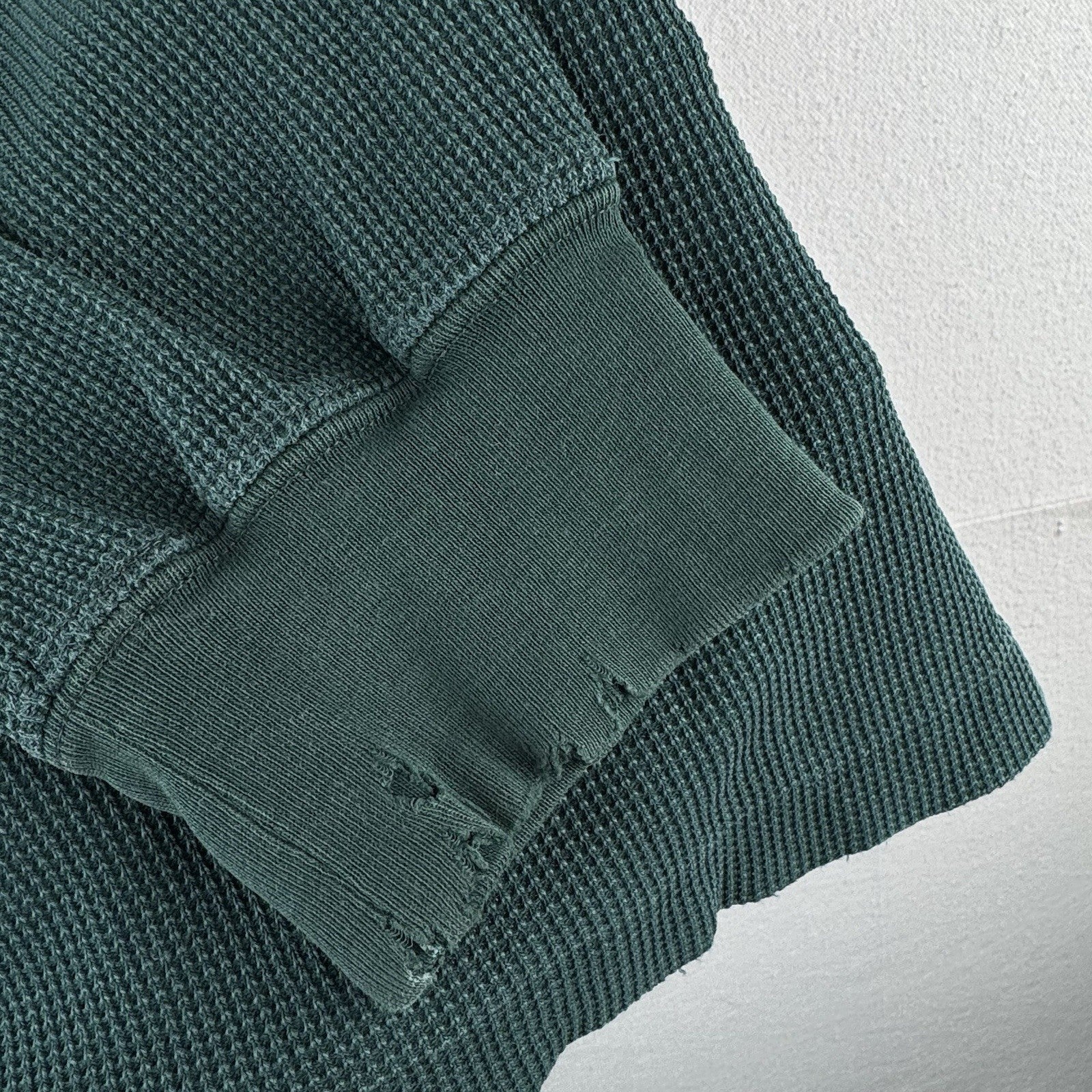 Vtg Polo Sport Ralph Lauren Men’s XL Green Waffle Knit Shirt LS *Distressed
