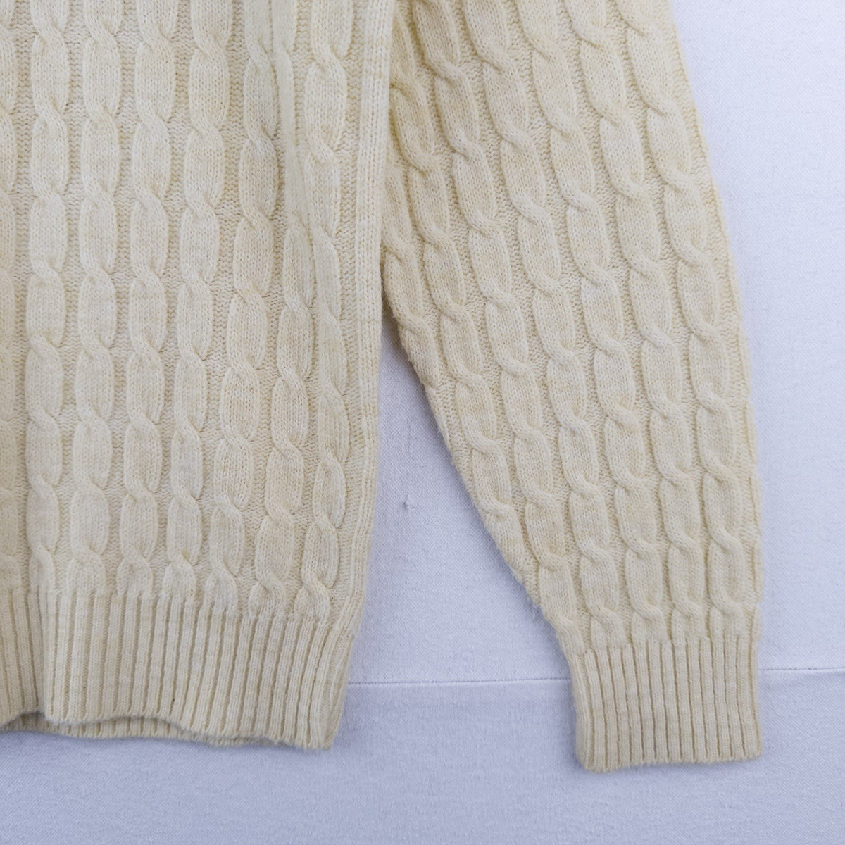 80’s Vtg Lord Jeff Sweater Men’s Large Yellow Cable-Knit Crewneck Pullover USA