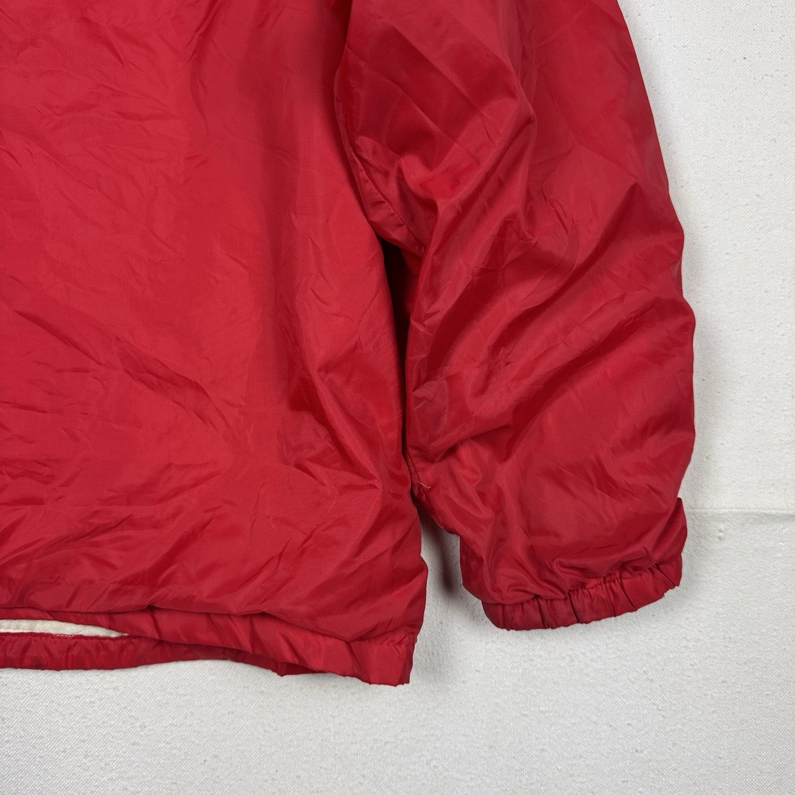 Vintage Mentor High School Snap Button Up Coach Jacket Nylon Red White Large