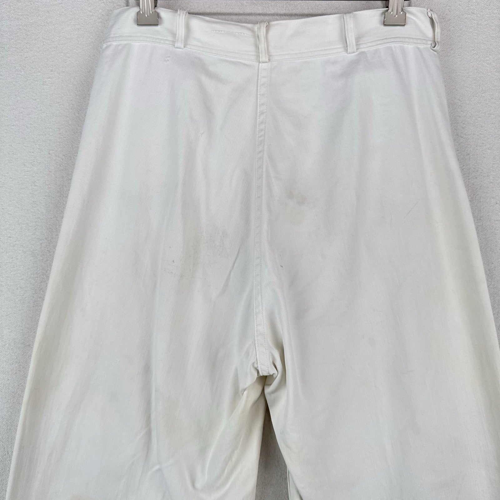 40's Vtg WWII US Navy USMC White Trousers Pants 28x28 Wide-leg 11" *Distressed