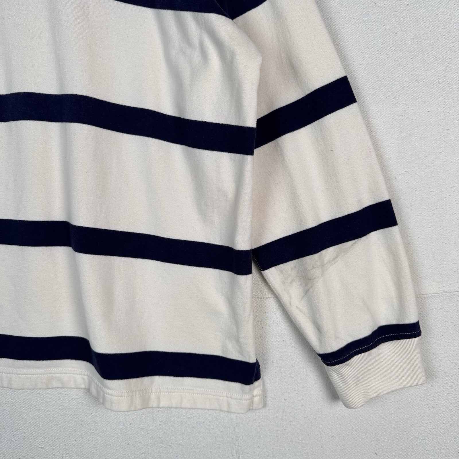 Vtg Polo Ralph Lauren Rugby Polo Shirt Men's XXL Custom Fit White Blue Striped
