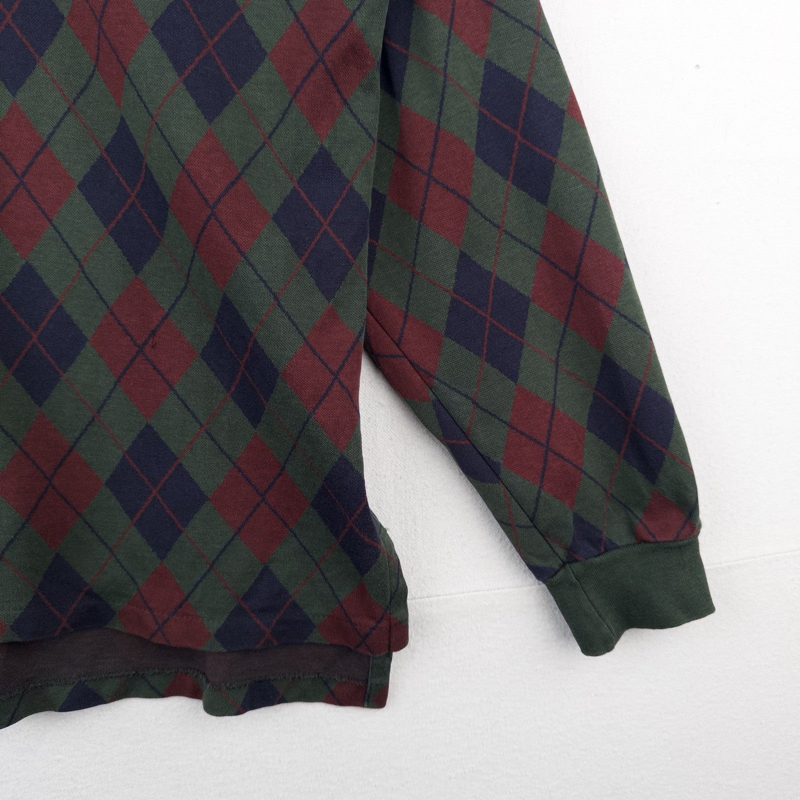 90’s Vtg Polo Ralph Lauren Shirt Mens L Navy Argyle Knit Long Sleeve Made In USA