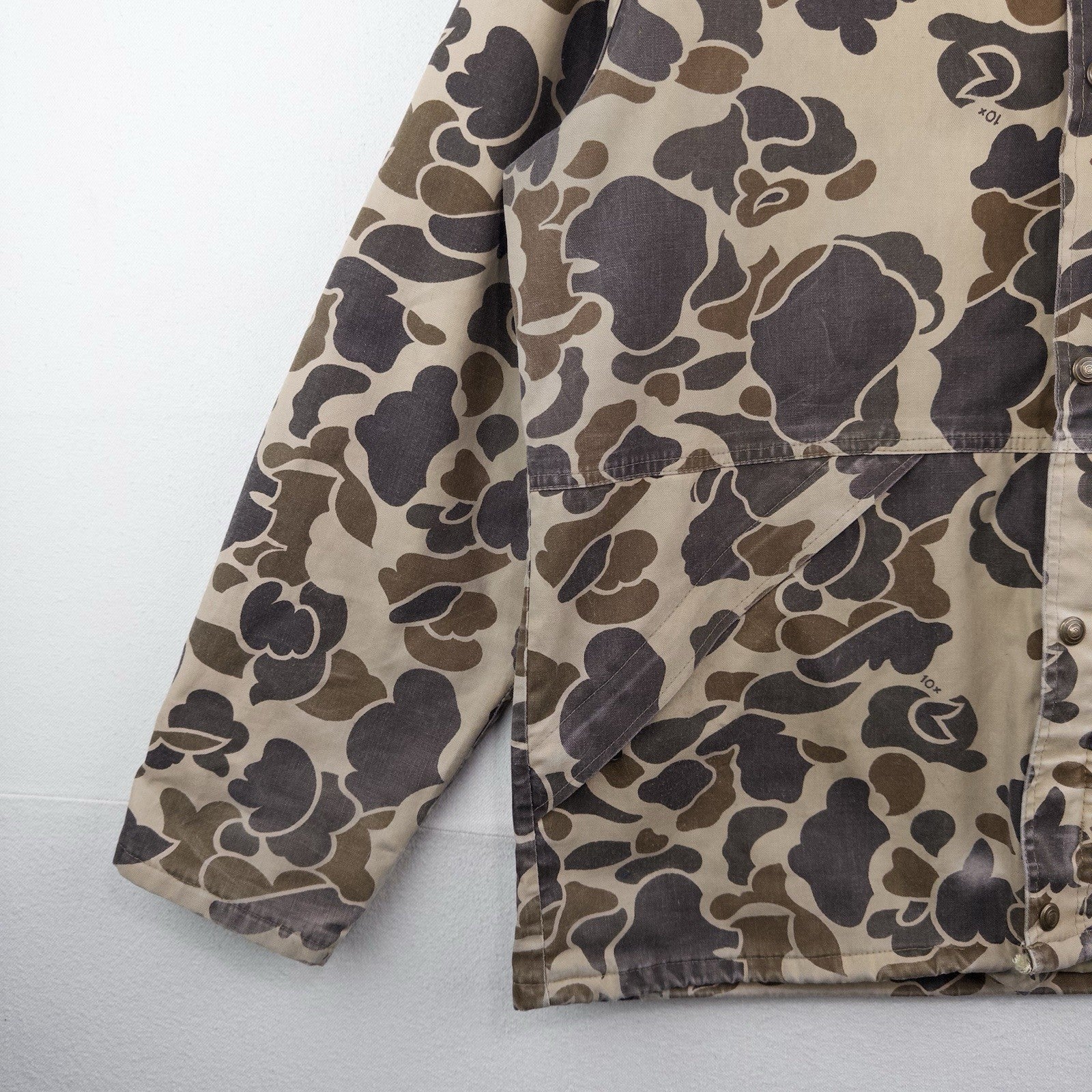 80’s Vtg 10X Goretex Duck Camo Jacket Mens Large Full Zip Hunting With Hood USA