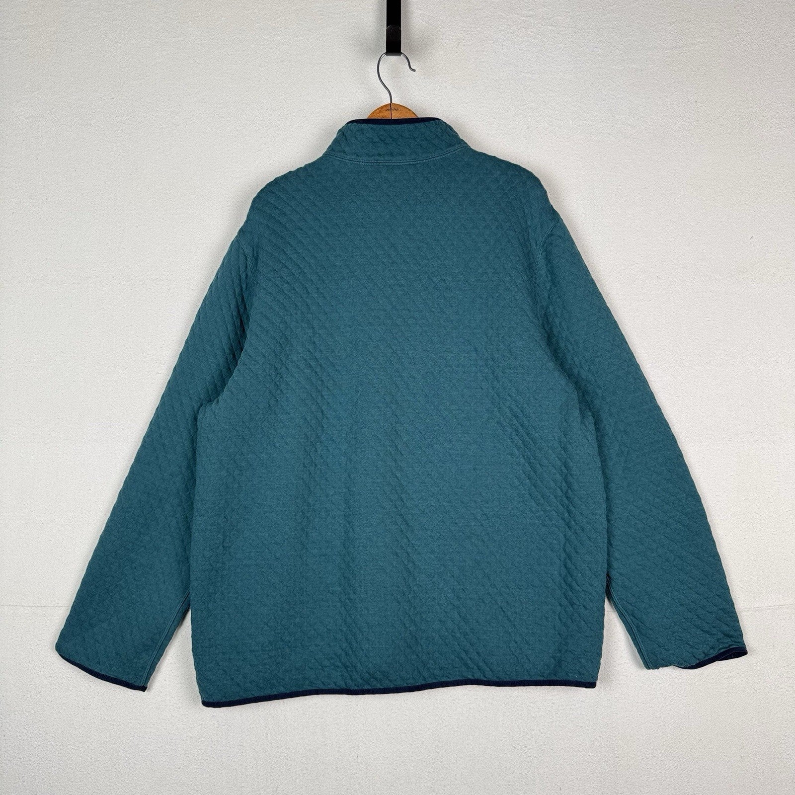 Brooks Brothers 1/4 Zip Diamond Quilted Pullover Mens 2XL Blue Maroon Sweater