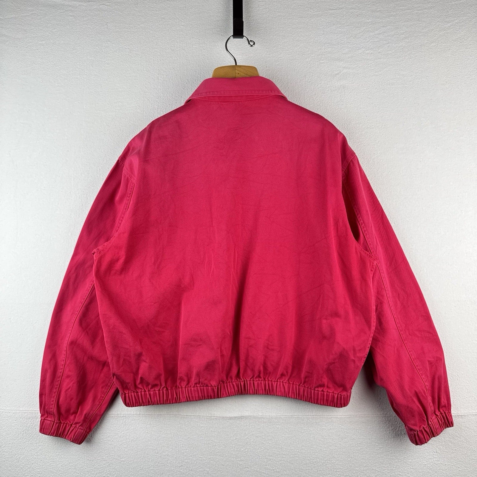 Vtg Lands End Harrington Jacket Faded Pink Red Boxy ‘78 Rose Parade Patch Large