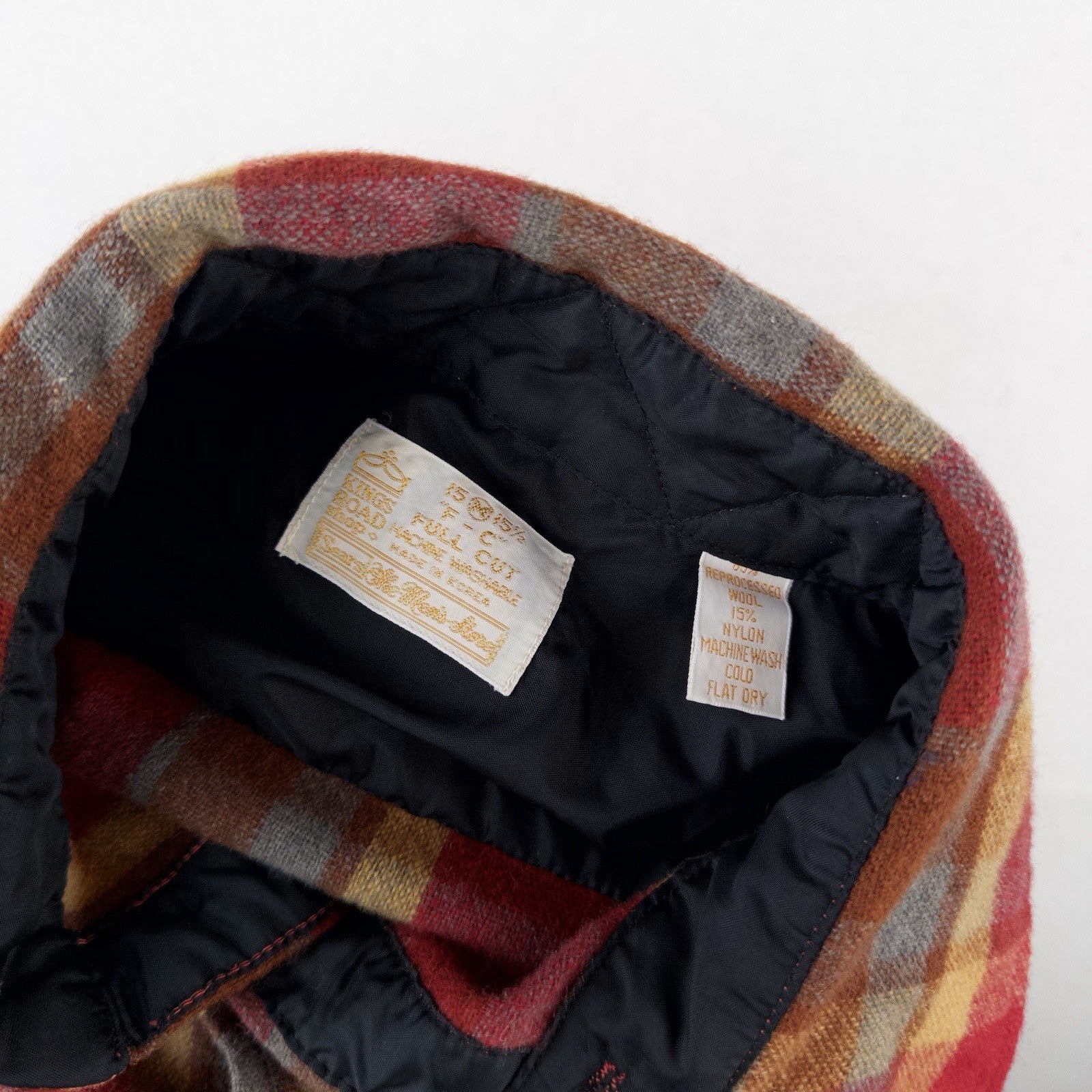 60’s Vtg Kings Road Sears Men’s M Full Cut Flannel Shirt Wool Red Yellow Plaid