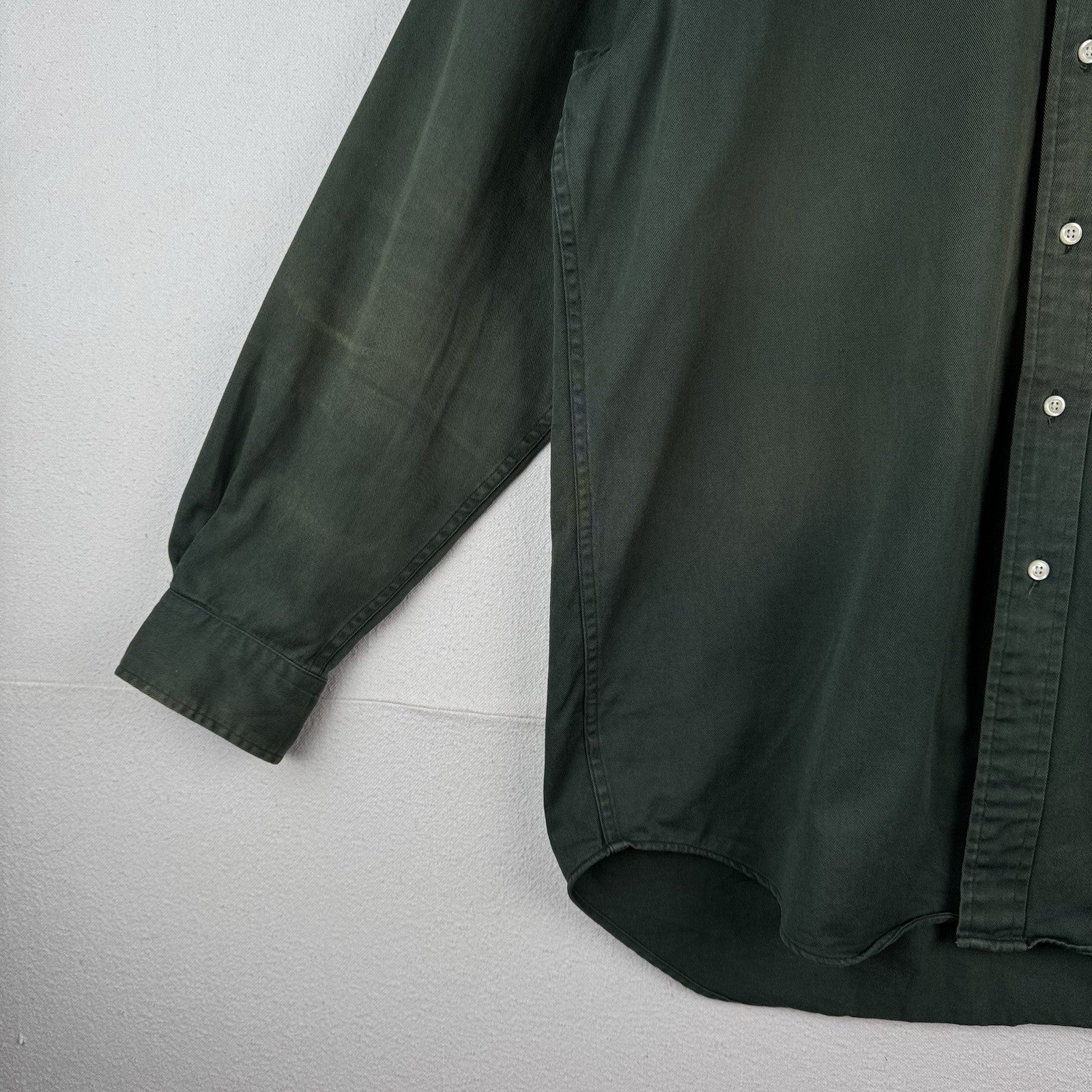 Vintage Ralph Lauren Mens M Green Blake Long Sleeve Shirt *Distressed Sun Faded