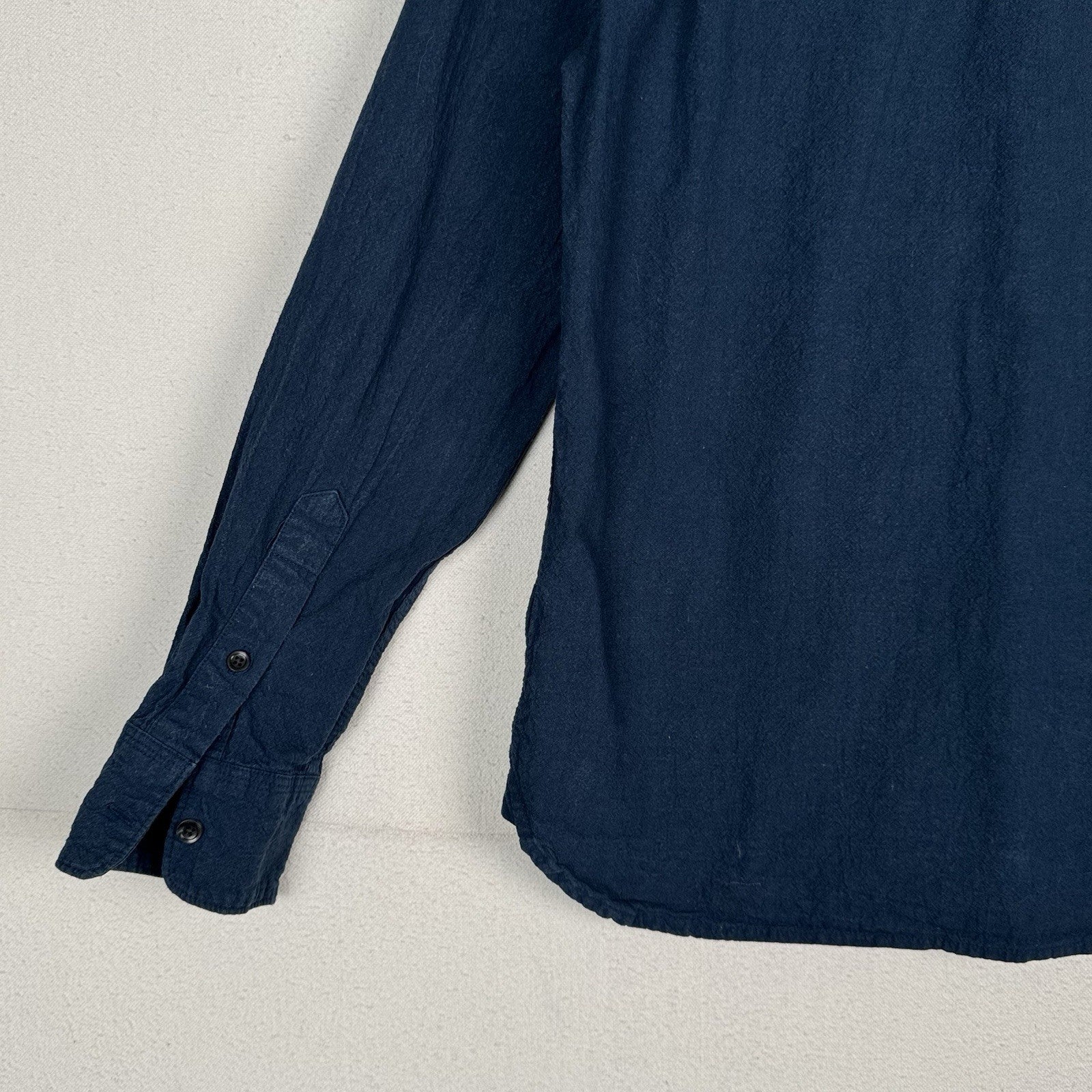 Flint And Tinder Men's Cotton Linen Long Sleeve Shirt  in Washed Navy Large