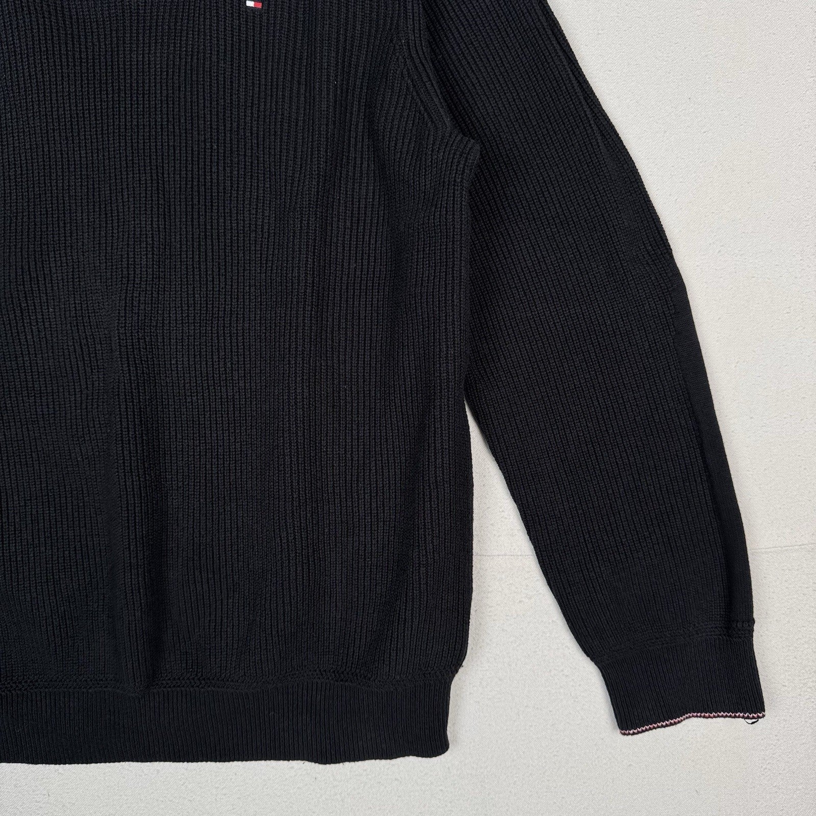 Tommy Hilfiger Quarter Zip XXL Black Pima Cotton/Cashmere Sweater Pullover