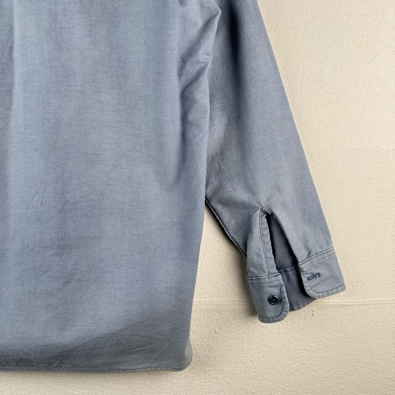 80’s Vtg Woolrich Chamois Cotton Button Up Flannel Blue Mens M Made USA Sunfaded