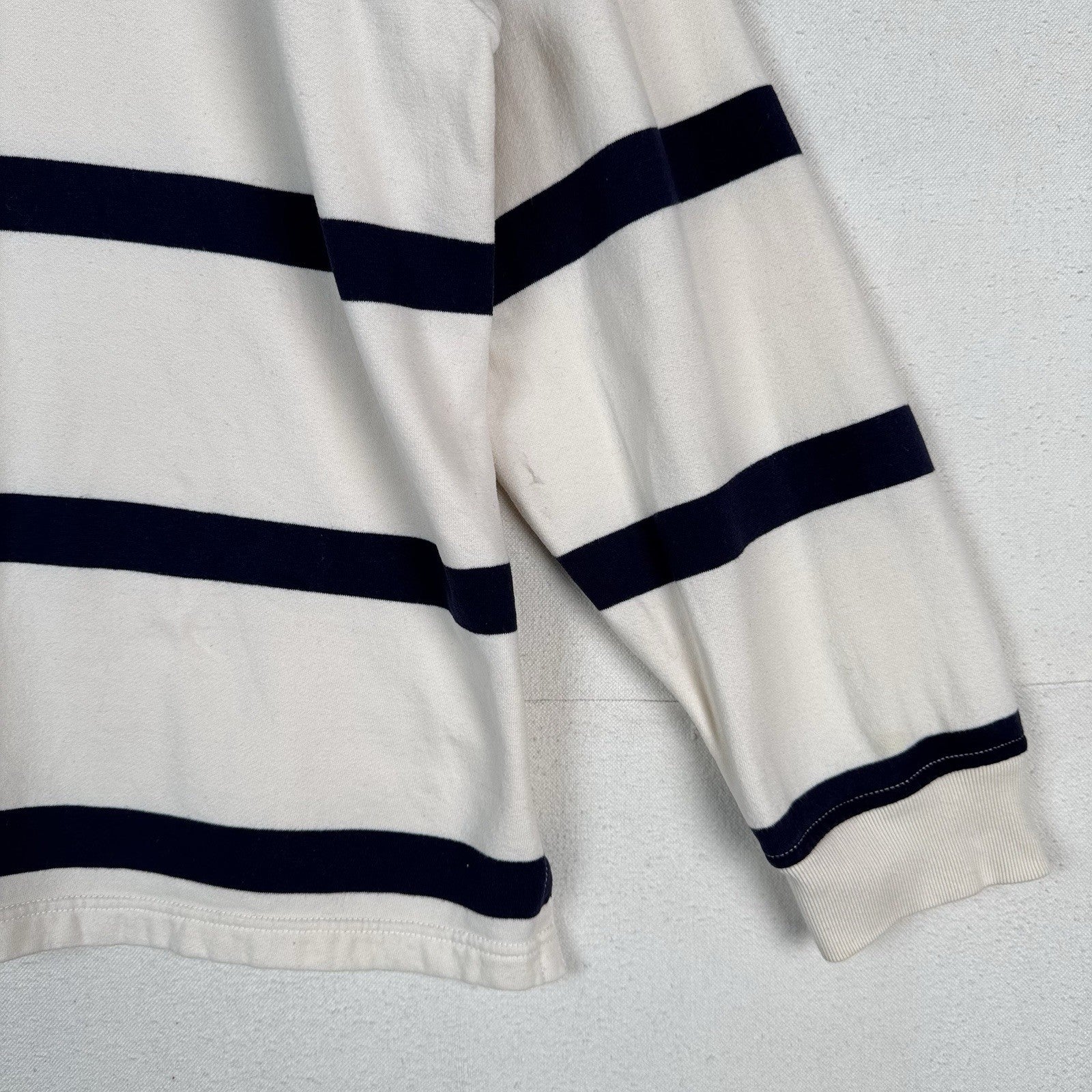 Vtg Polo Ralph Lauren Rugby Polo Shirt Men's XXL Custom Fit White Blue Striped