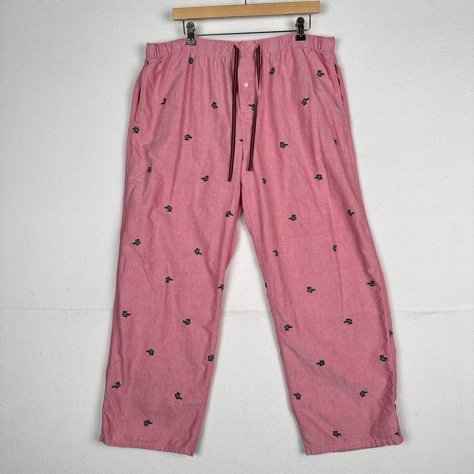 J.Crew Mens XL Ice Hockey Cotton Lounge Pajama Pants Pink Red Black