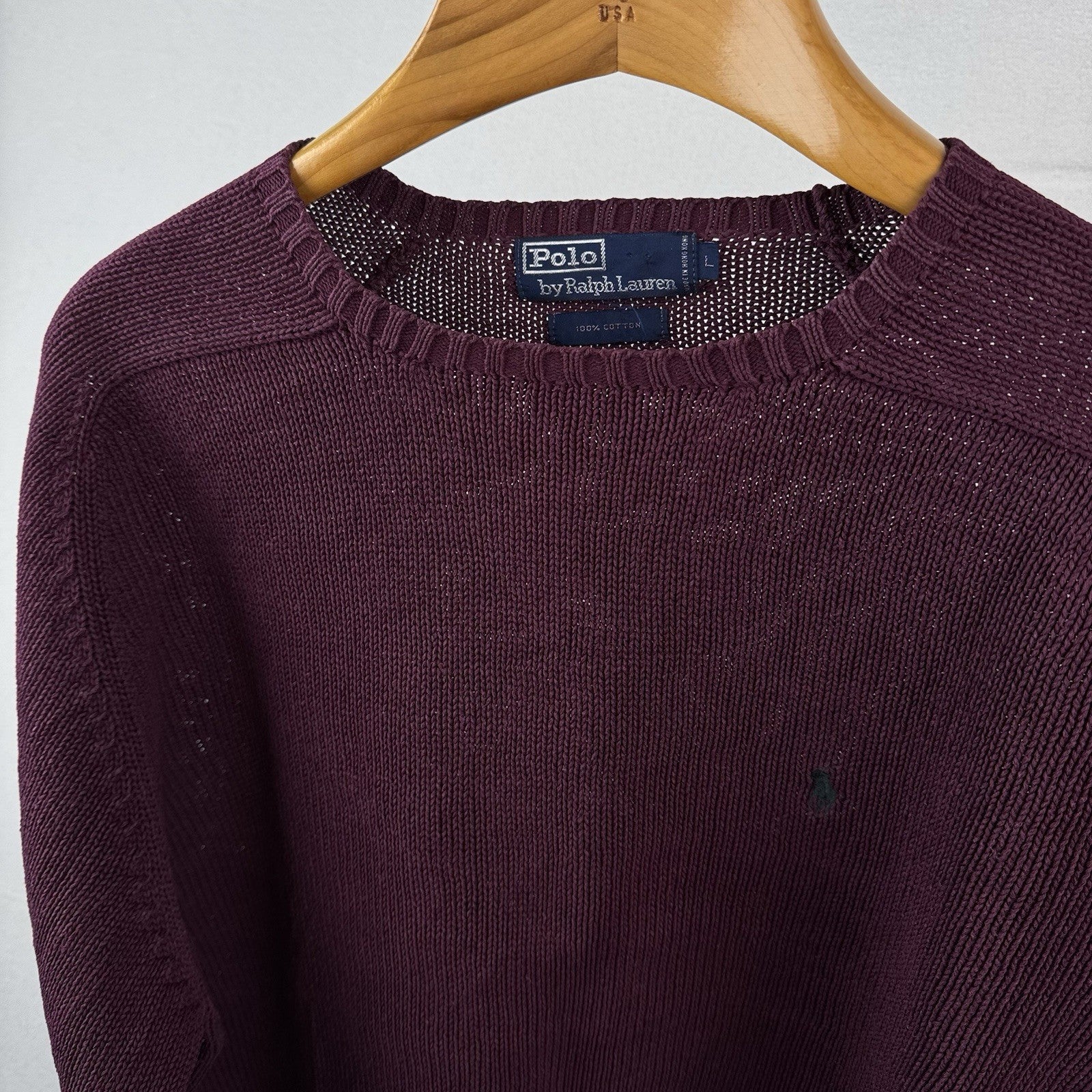 90’s Vintage Polo Ralph Lauren Sweater Men’s XL Eggplant Purple Cotton