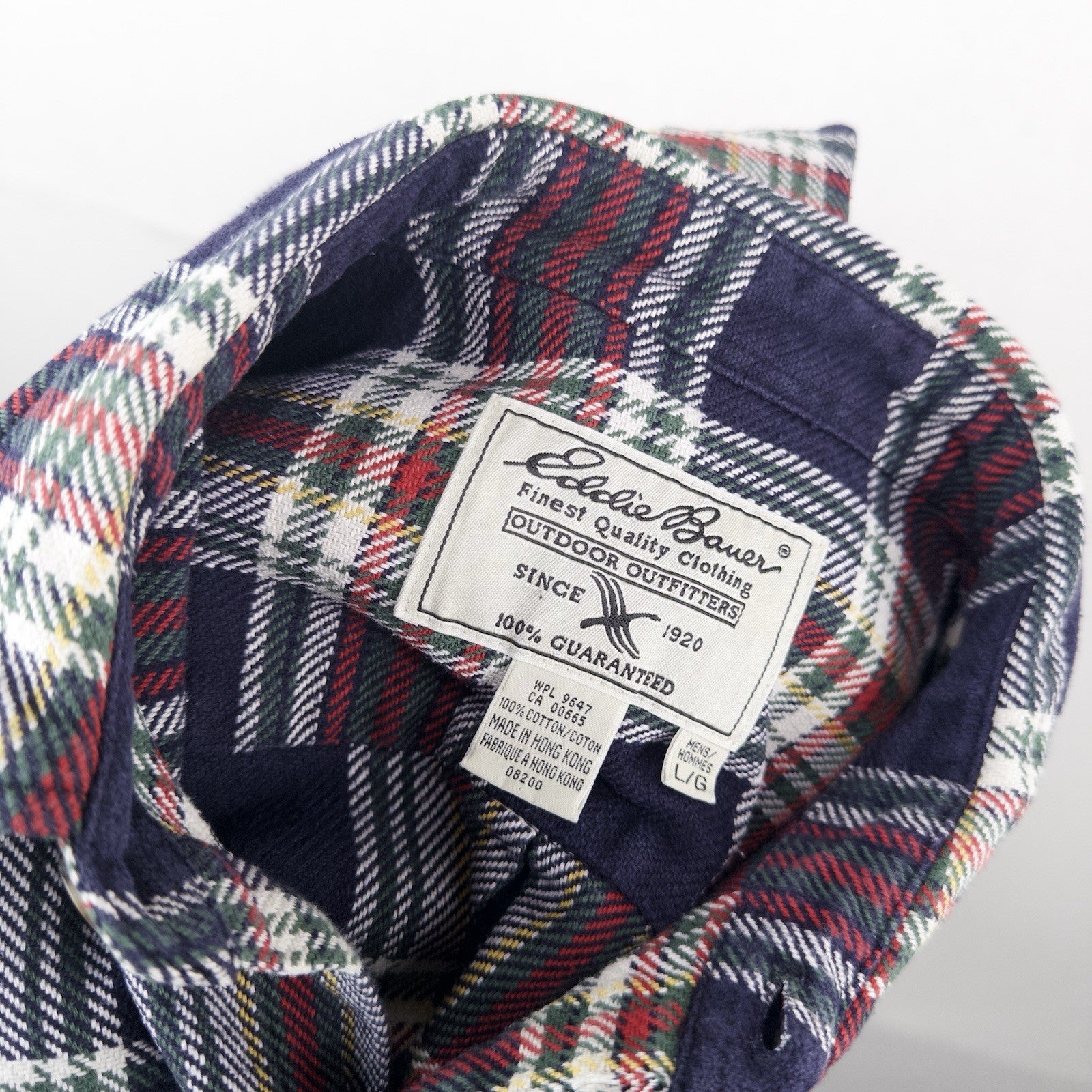 90’s Vtg Eddie Bauer Heavy Plaid Flannel Long Sleeve Button Up Shirt Mens L