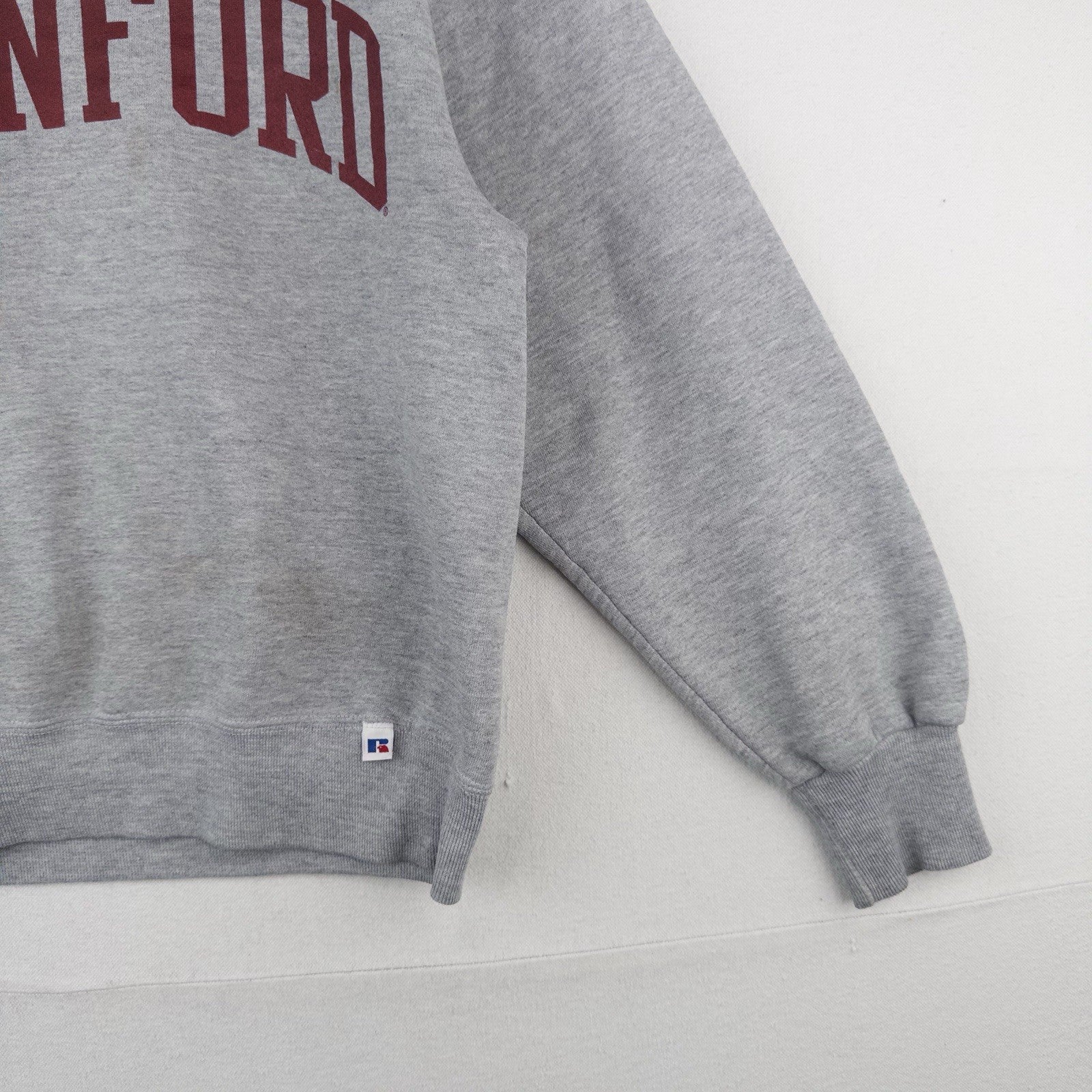 90’s Vtg Stanford Russell Gray Sweatshirt Mens Small Spellout Crewneck Made USA