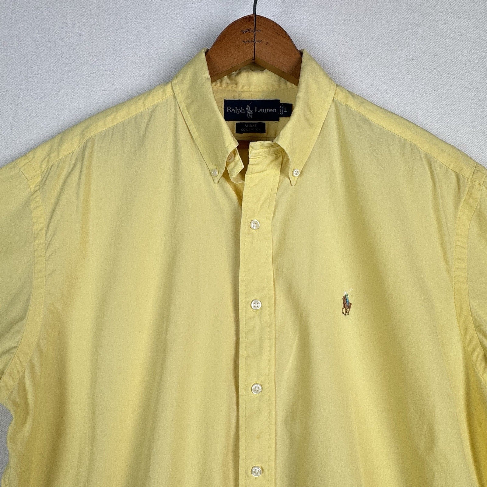 Vintage Polo Ralph Lauren Men’s Blake Short Sleeve Button Up Yellow Shirt Sz L