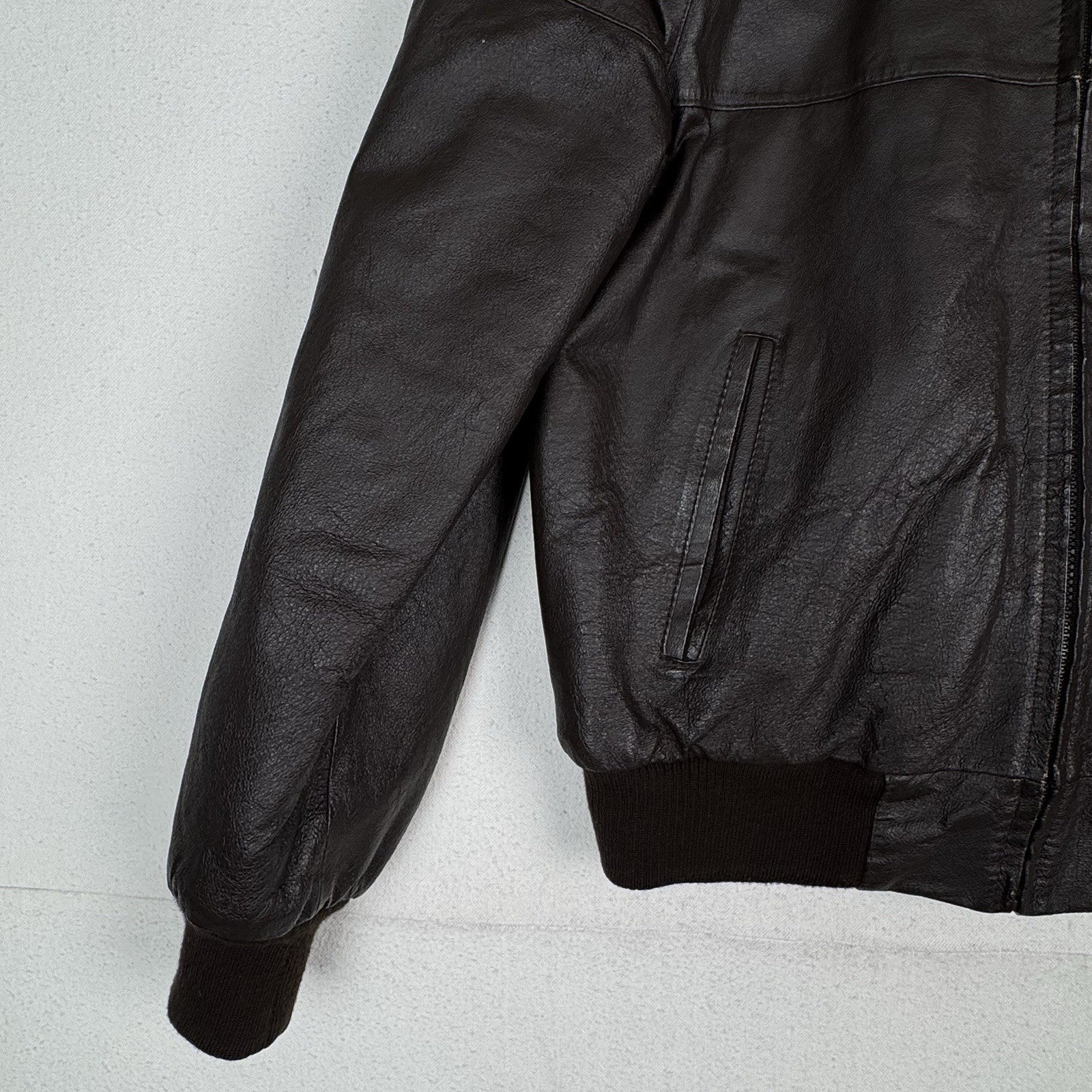 John Blair Leather Western Bomber Aviator Jacket Brown Mens’s Small