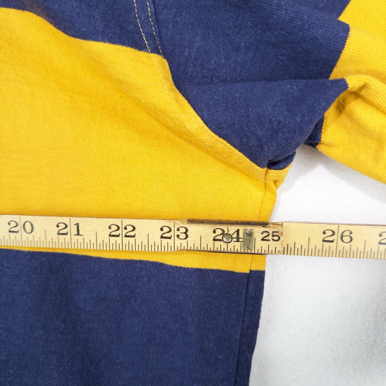 80’s Vtg Steeplechase Men’s XL Yellow Blue Striped Long Sleeve Polo Rugby