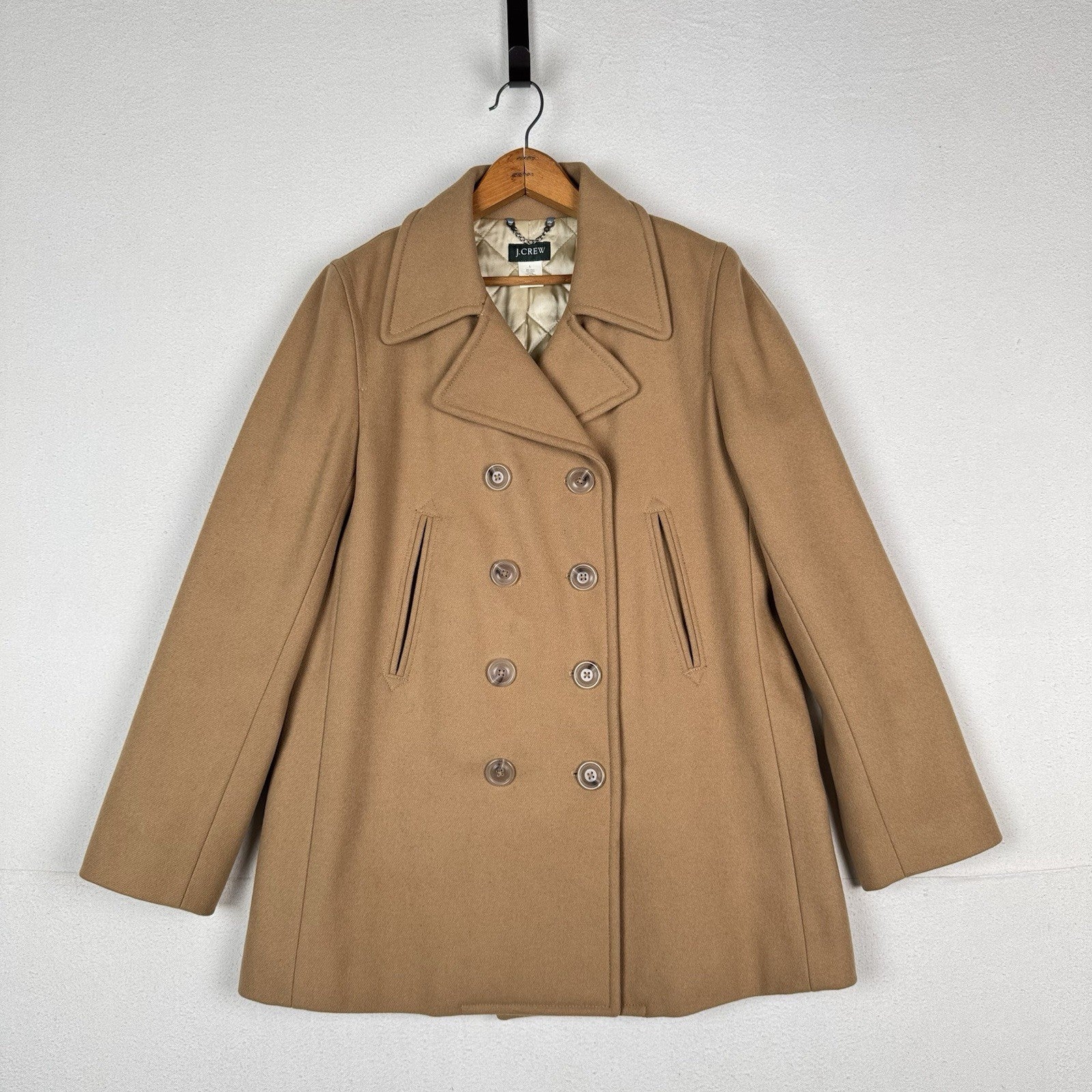 J.Crew Women's Camel Wool Thinsulate Lined Peacoat Large