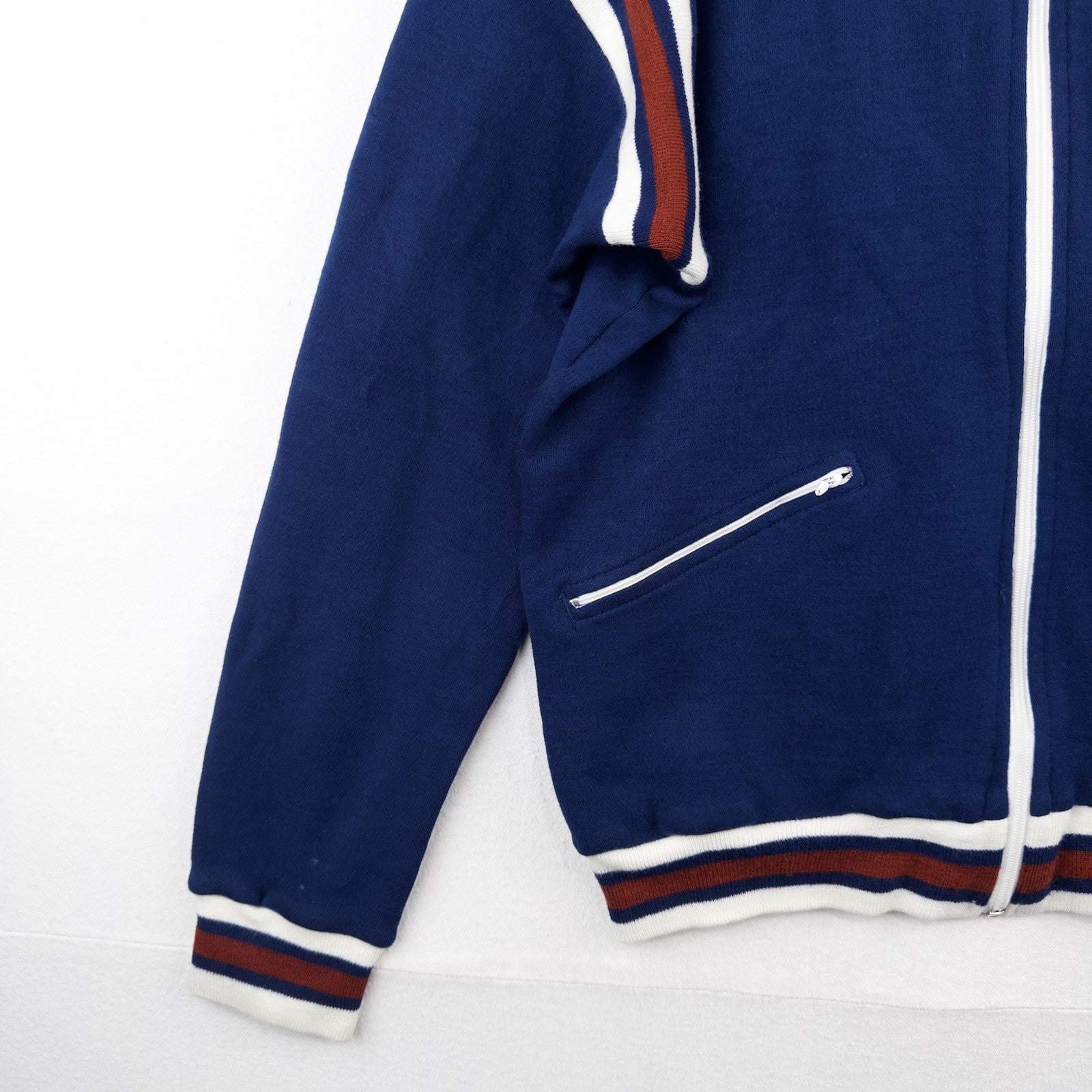 70’s Vtg Winning Ways Zip Up Track Jacket Blue Red Acrylic Men’s L